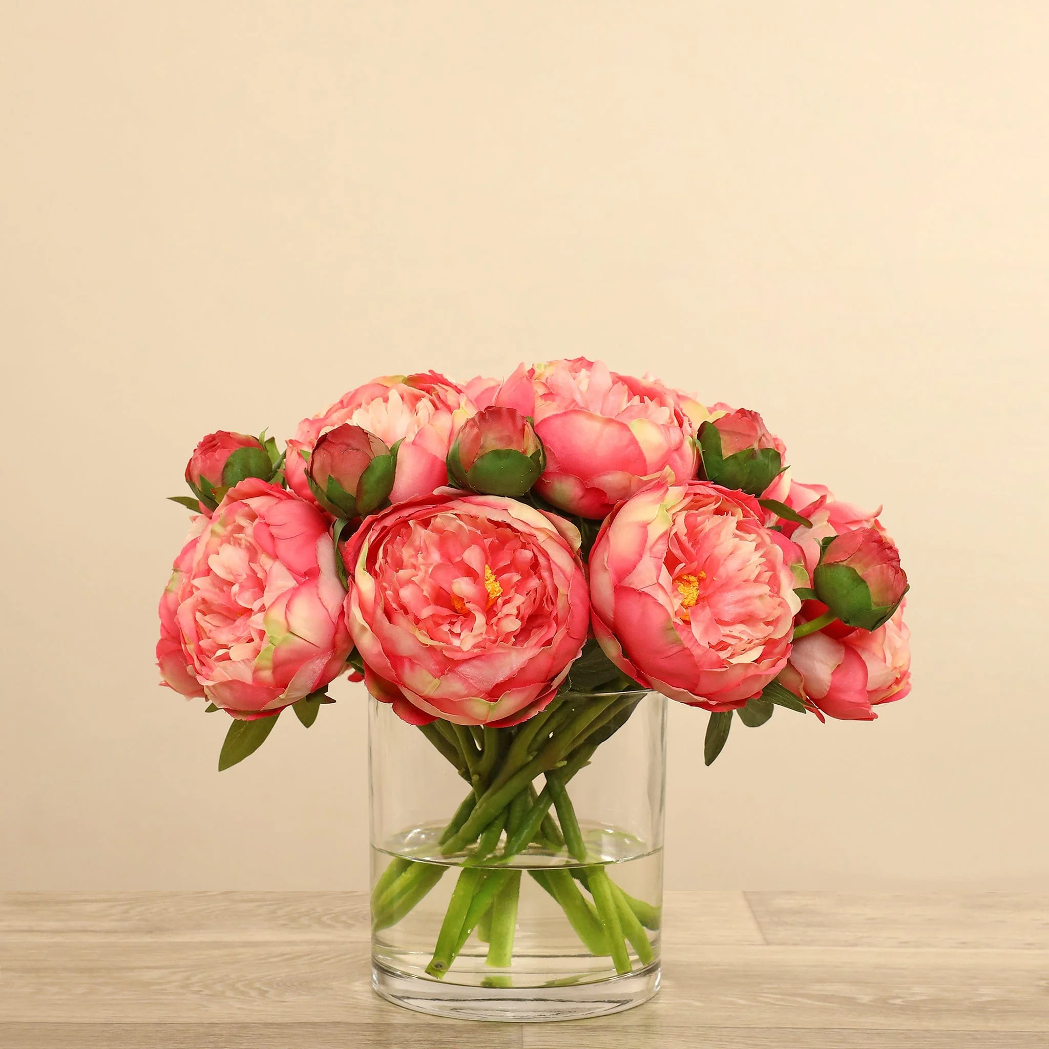 Artificial Peony Arrangement in Glass Vase - Image 10