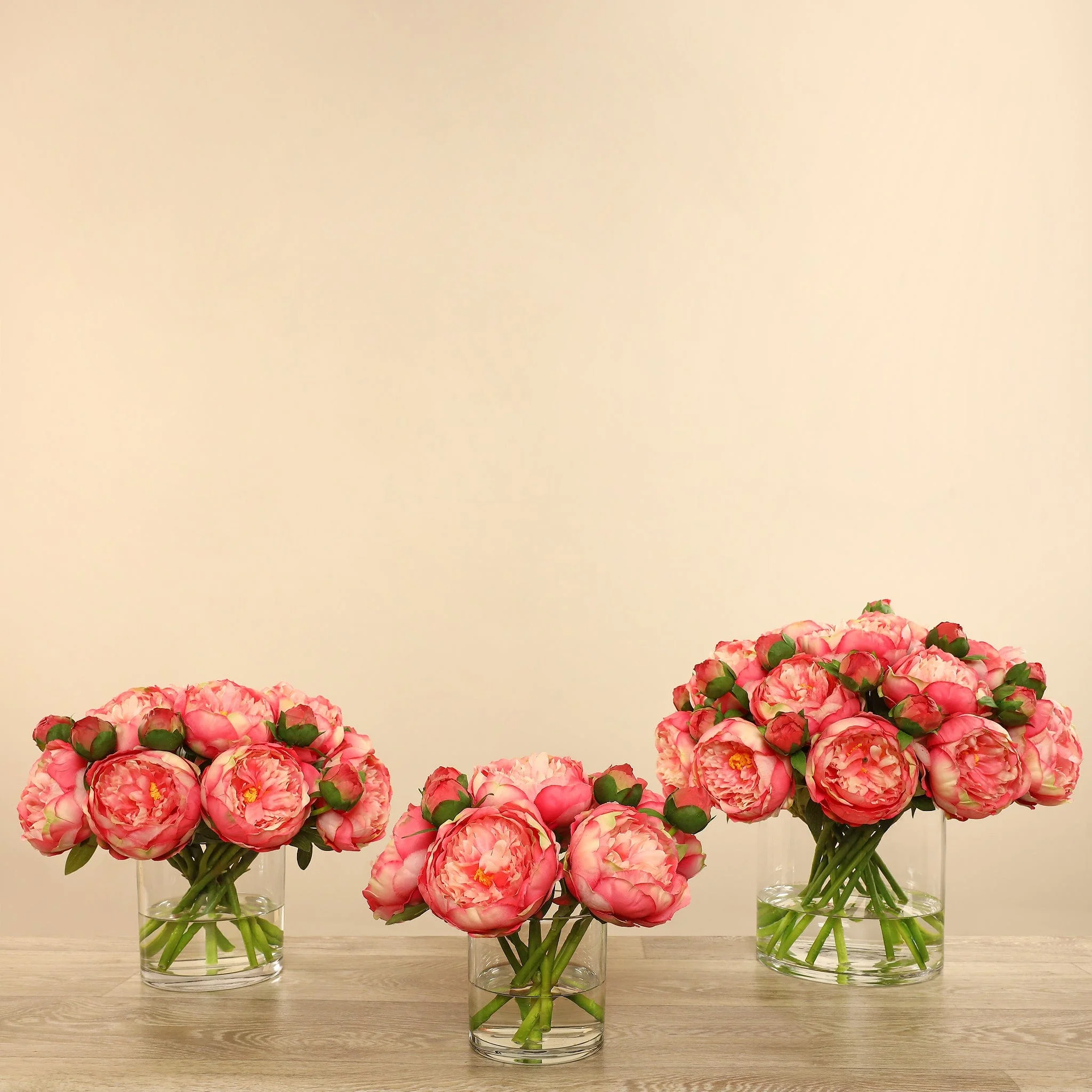 Artificial Peony Arrangement in Glass Vase - Image 11