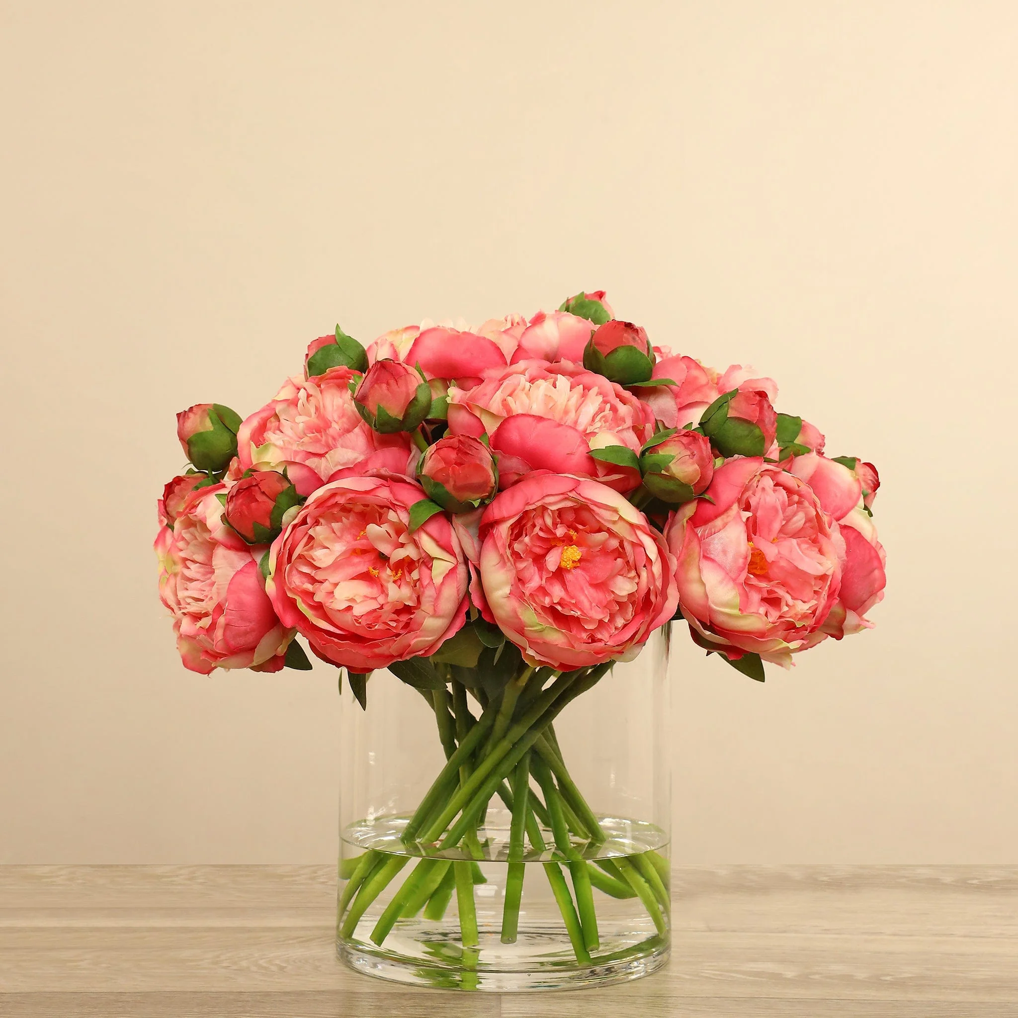 Artificial Peony Arrangement in Glass Vase - Image 12