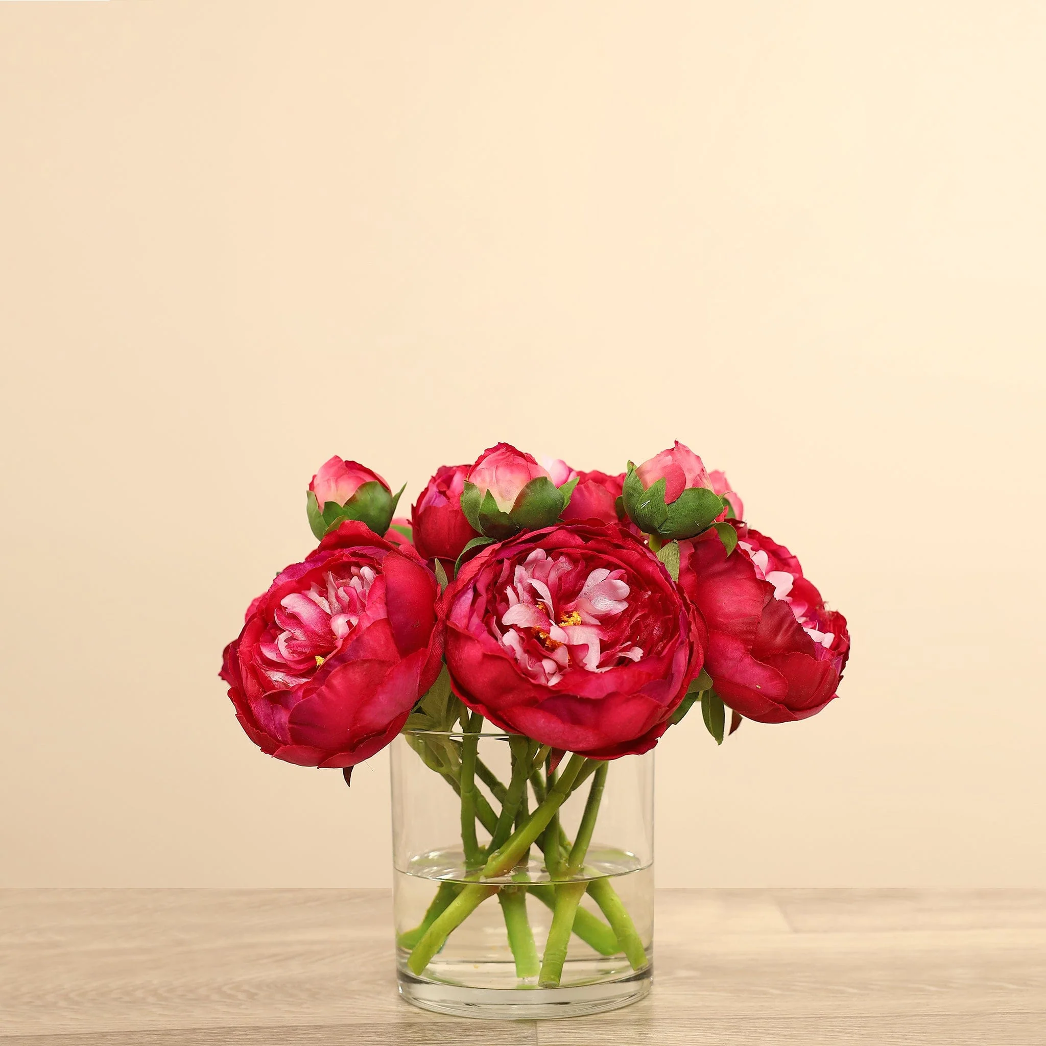 Artificial Peony Arrangement in Glass Vase - Image 13