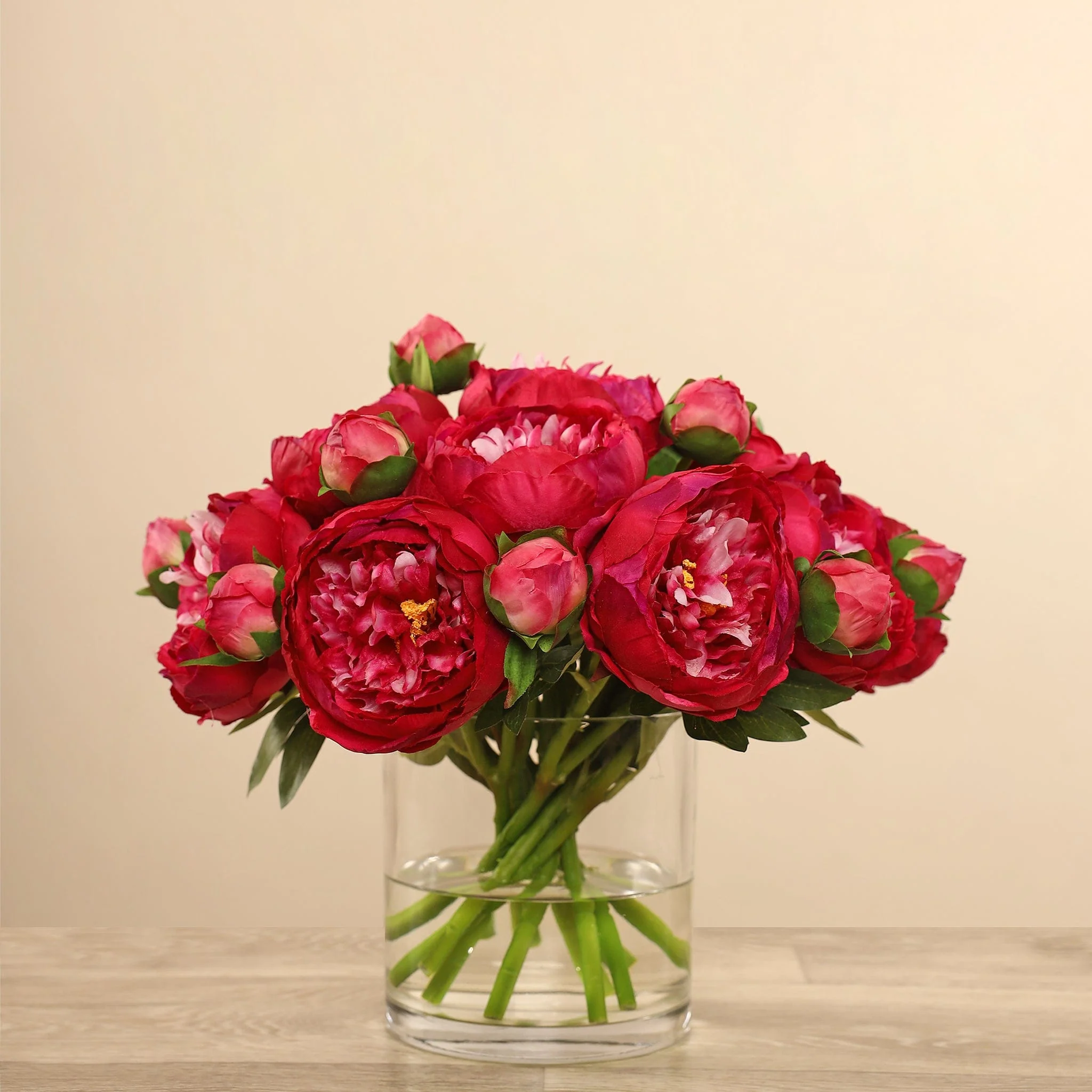 Artificial Peony Arrangement in Glass Vase - Image 14