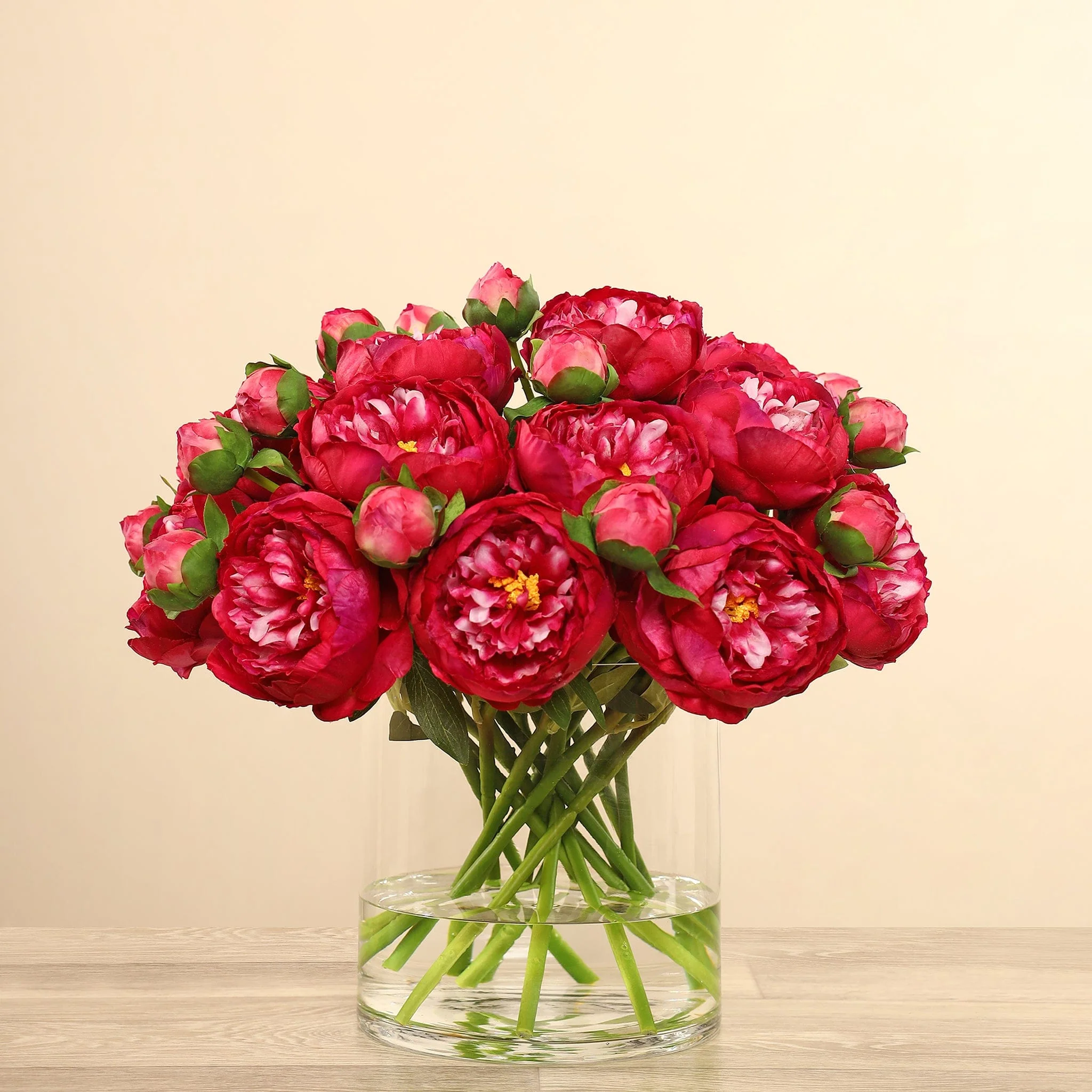 Artificial Peony Arrangement in Glass Vase - Image 16