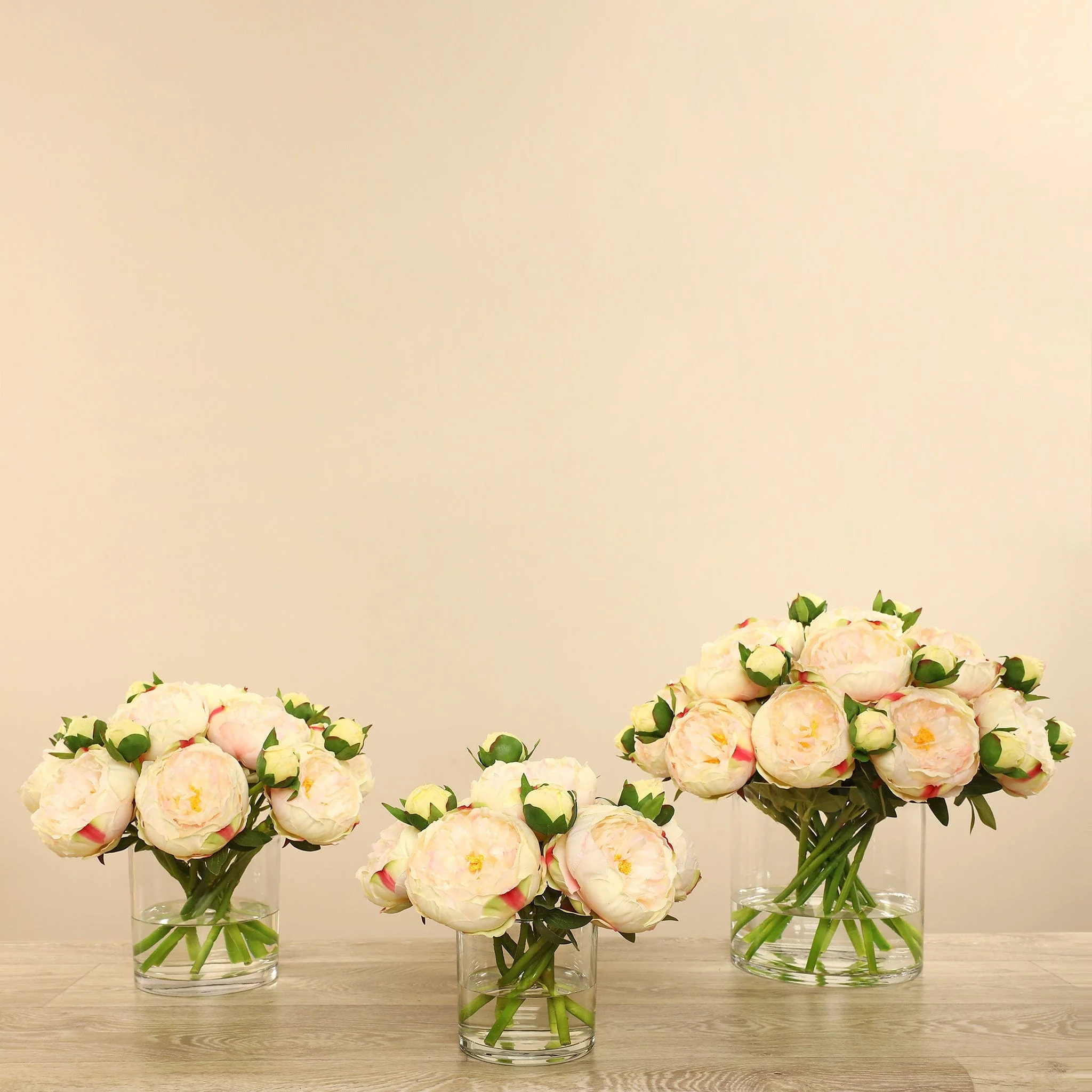 Artificial Peony Arrangement in Glass Vase - Image 8