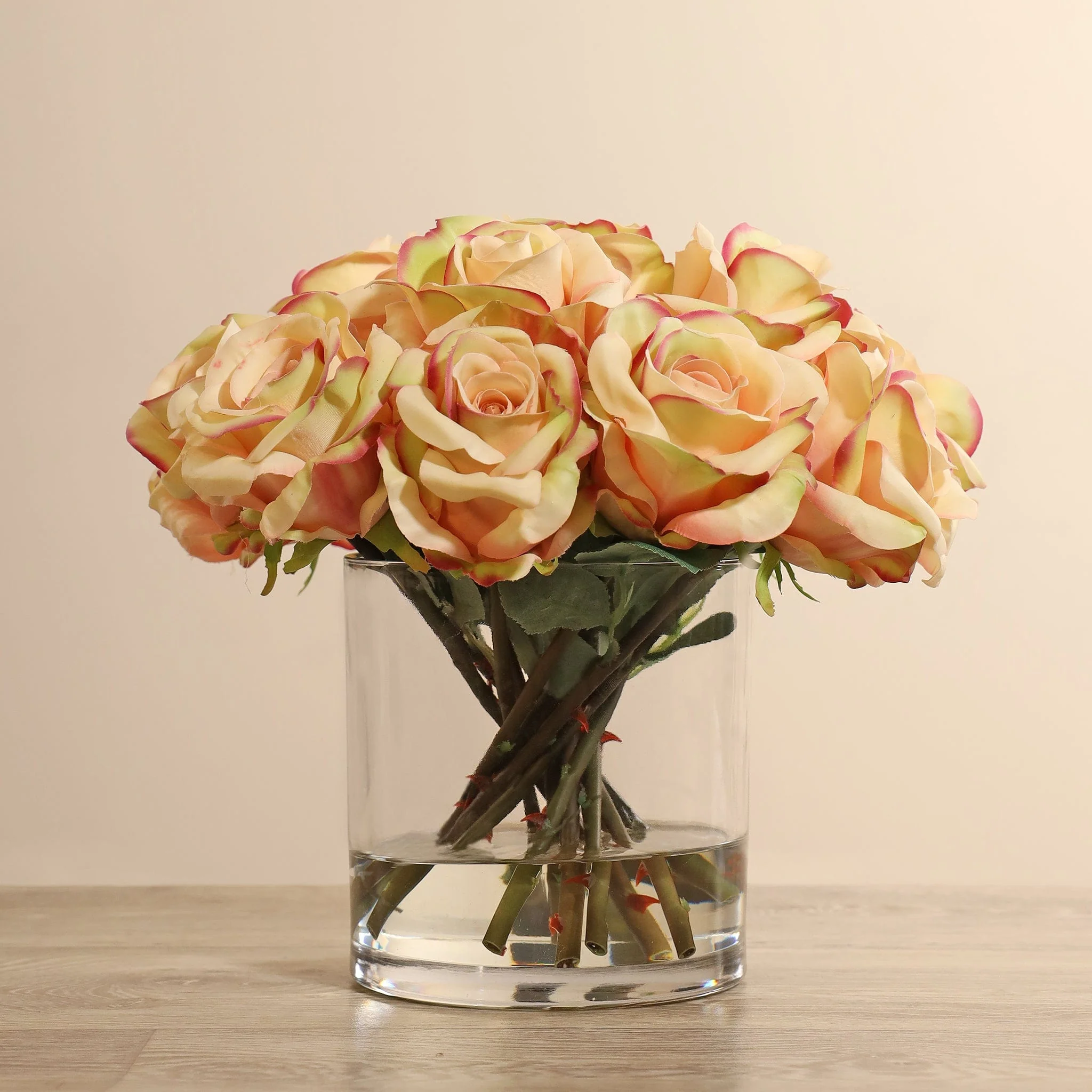 Artificial Rose Arrangement in Glass Vase - Image 13
