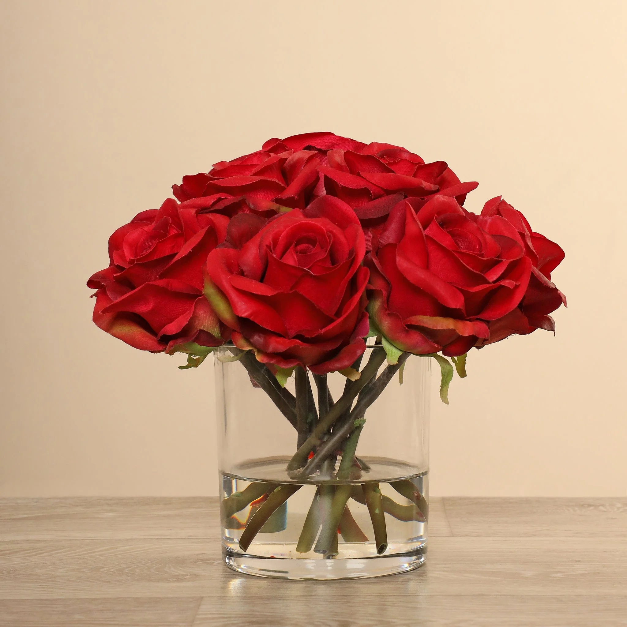 Artificial Rose Arrangement in Glass Vase - Image 19