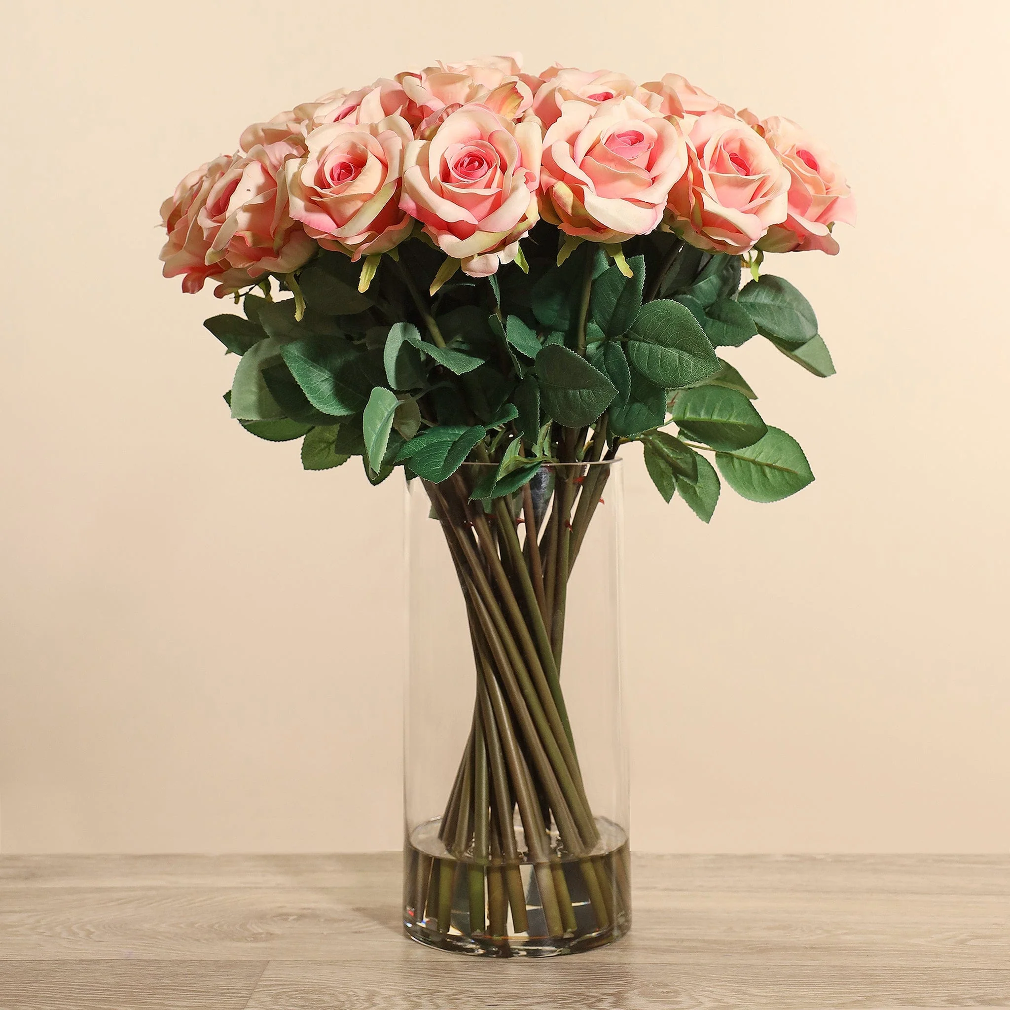 Artificial Rose Arrangement in Glass Vase - Image 2