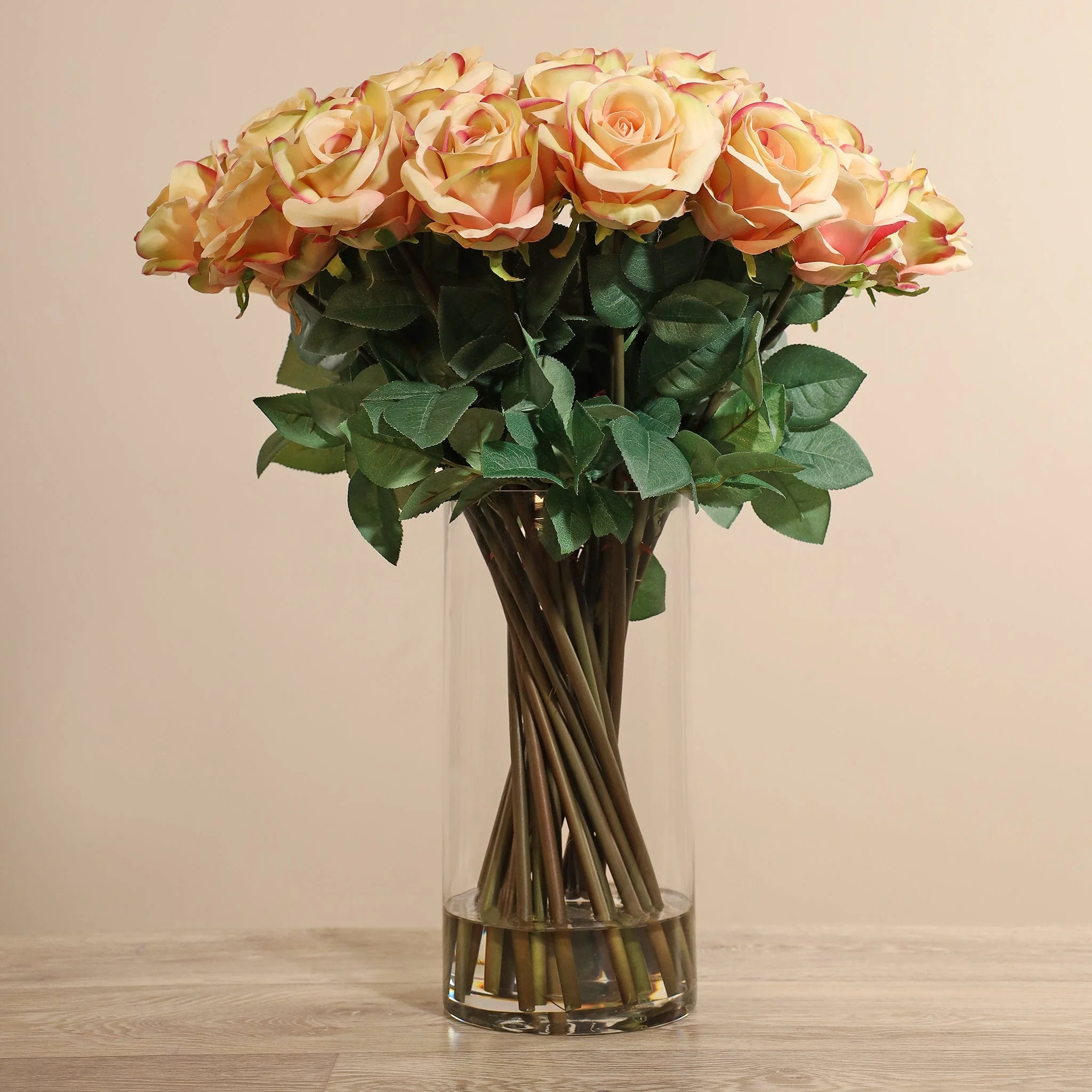 Artificial Rose Arrangement in Glass Vase - Image 3