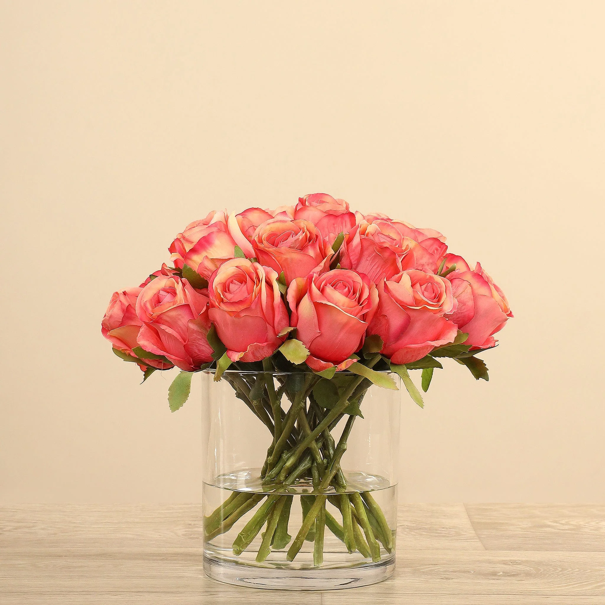 Artificial Rose Arrangement in Glass Vase - Image 11