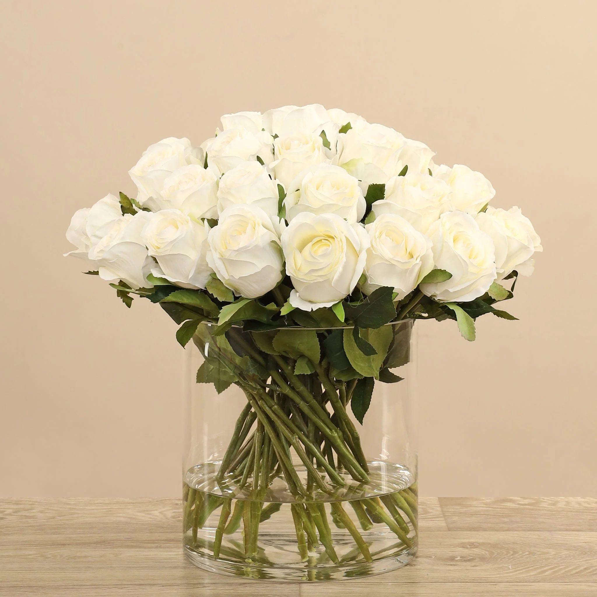 Artificial Rose Arrangement in Glass Vase