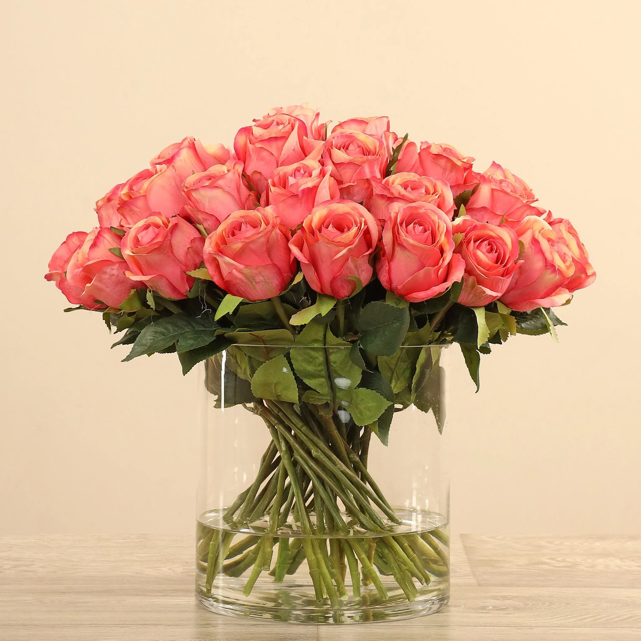 Artificial Rose Arrangement in Glass Vase - Image 3