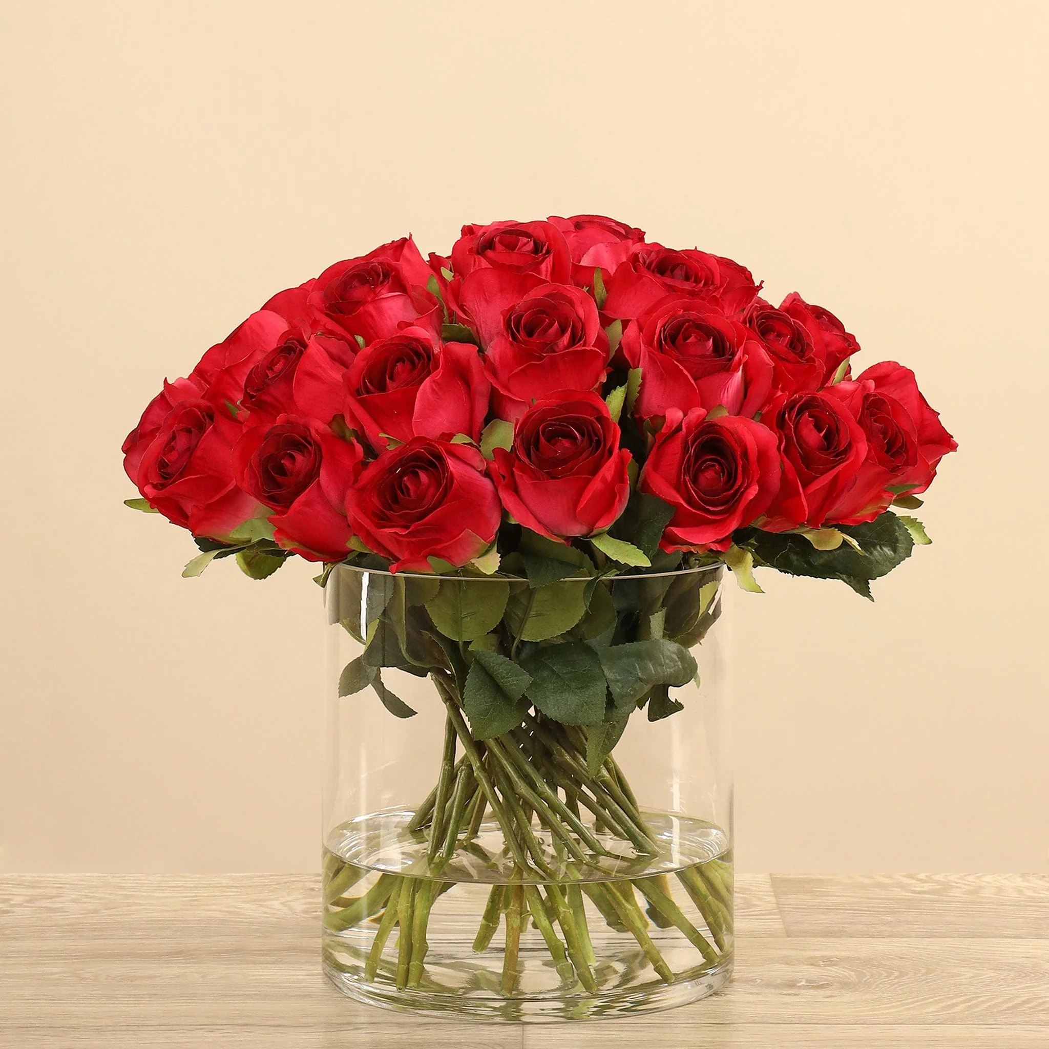 Artificial Rose Arrangement in Glass Vase - Image 4