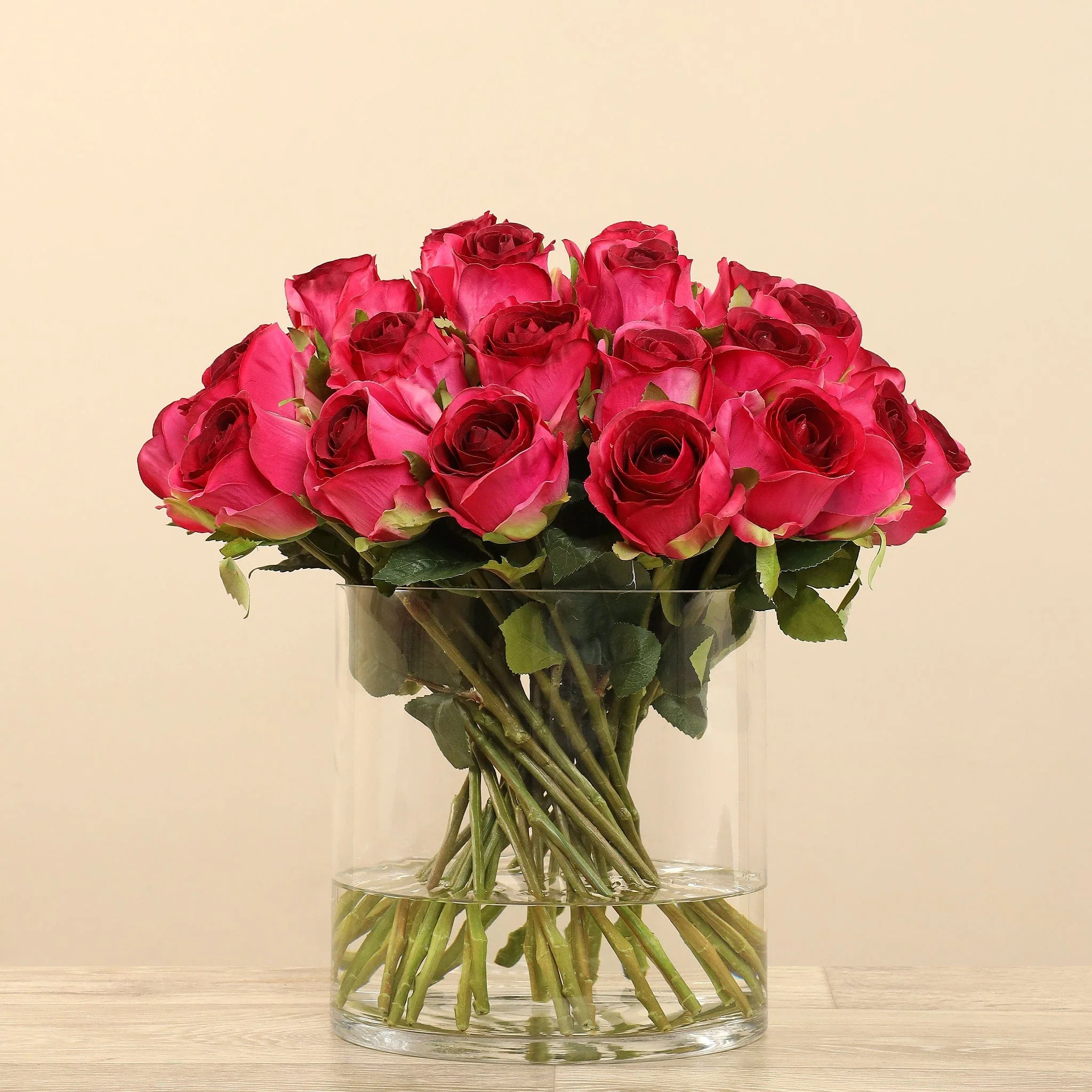 Artificial Rose Arrangement in Glass Vase - Image 6