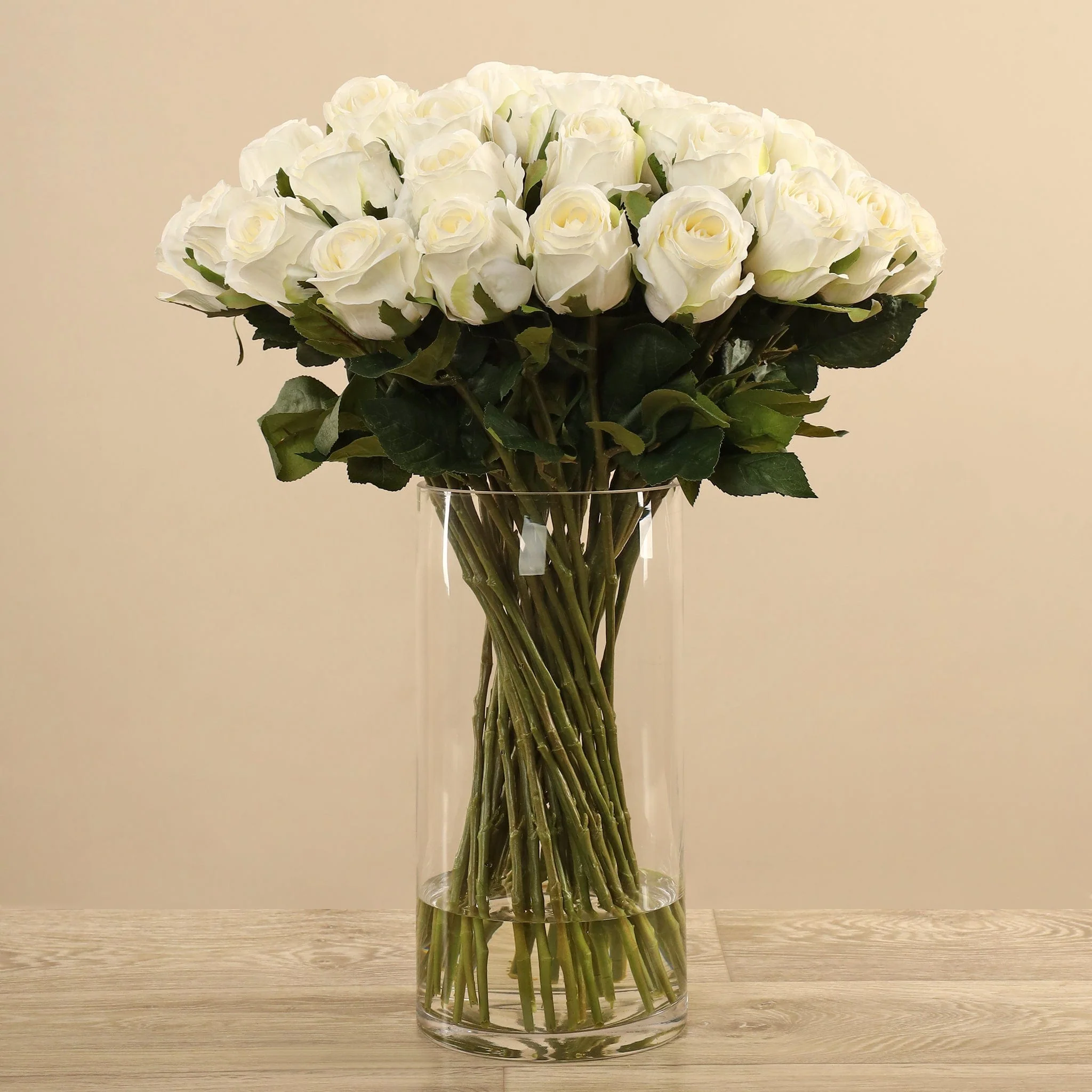 Artificial Rose Arrangement in Glass Vase
