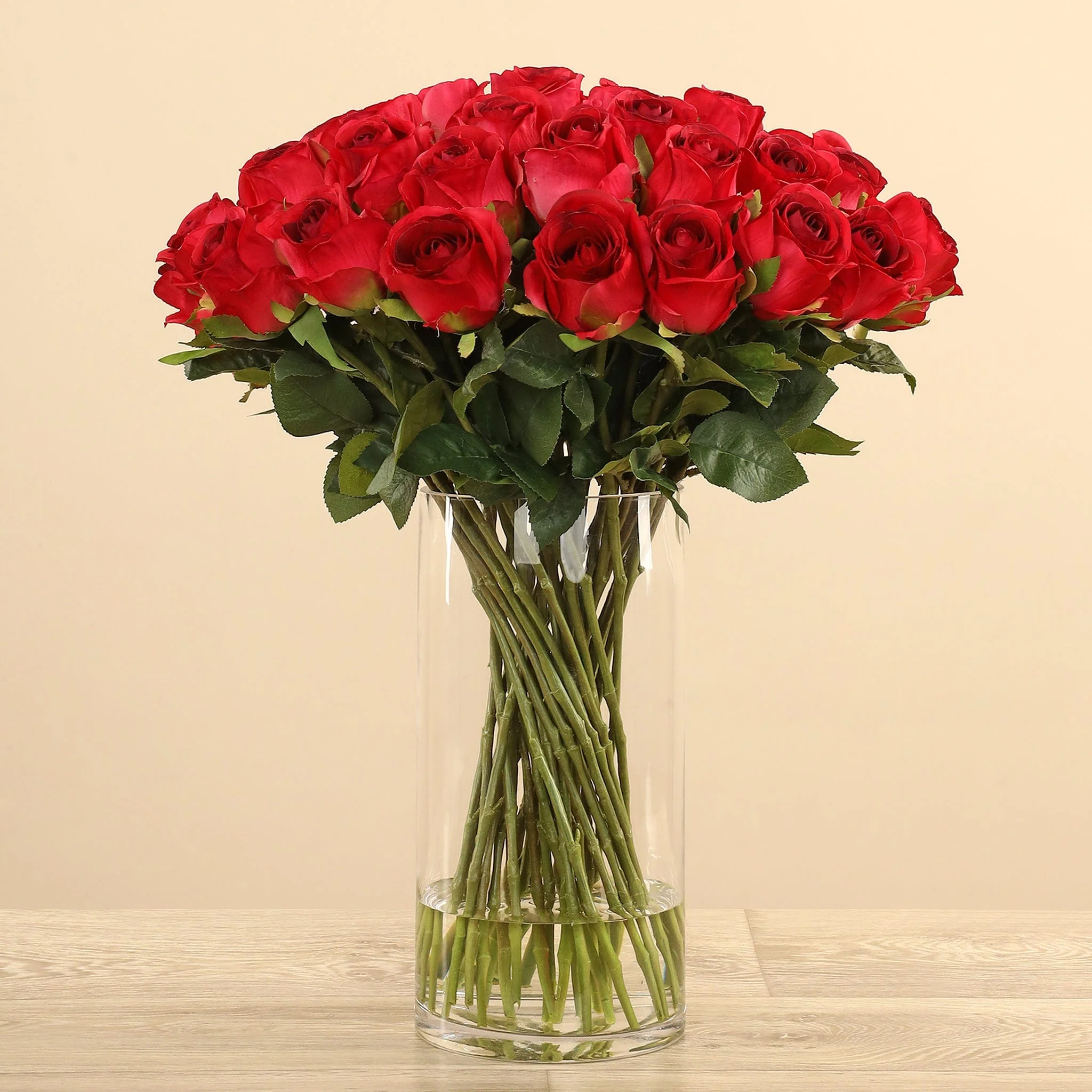 Artificial Rose Arrangement in Glass Vase - Image 3