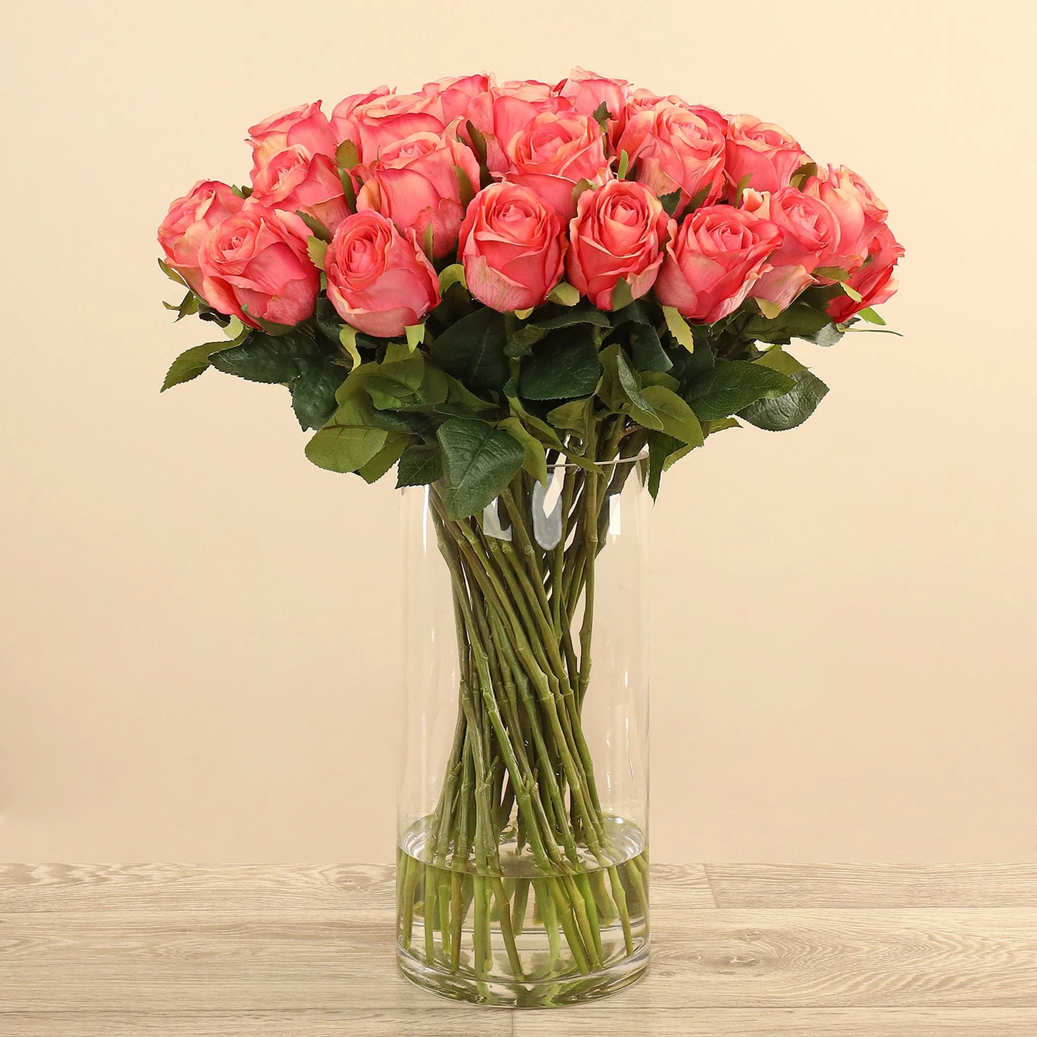 Artificial Rose Arrangement in Glass Vase - Image 4
