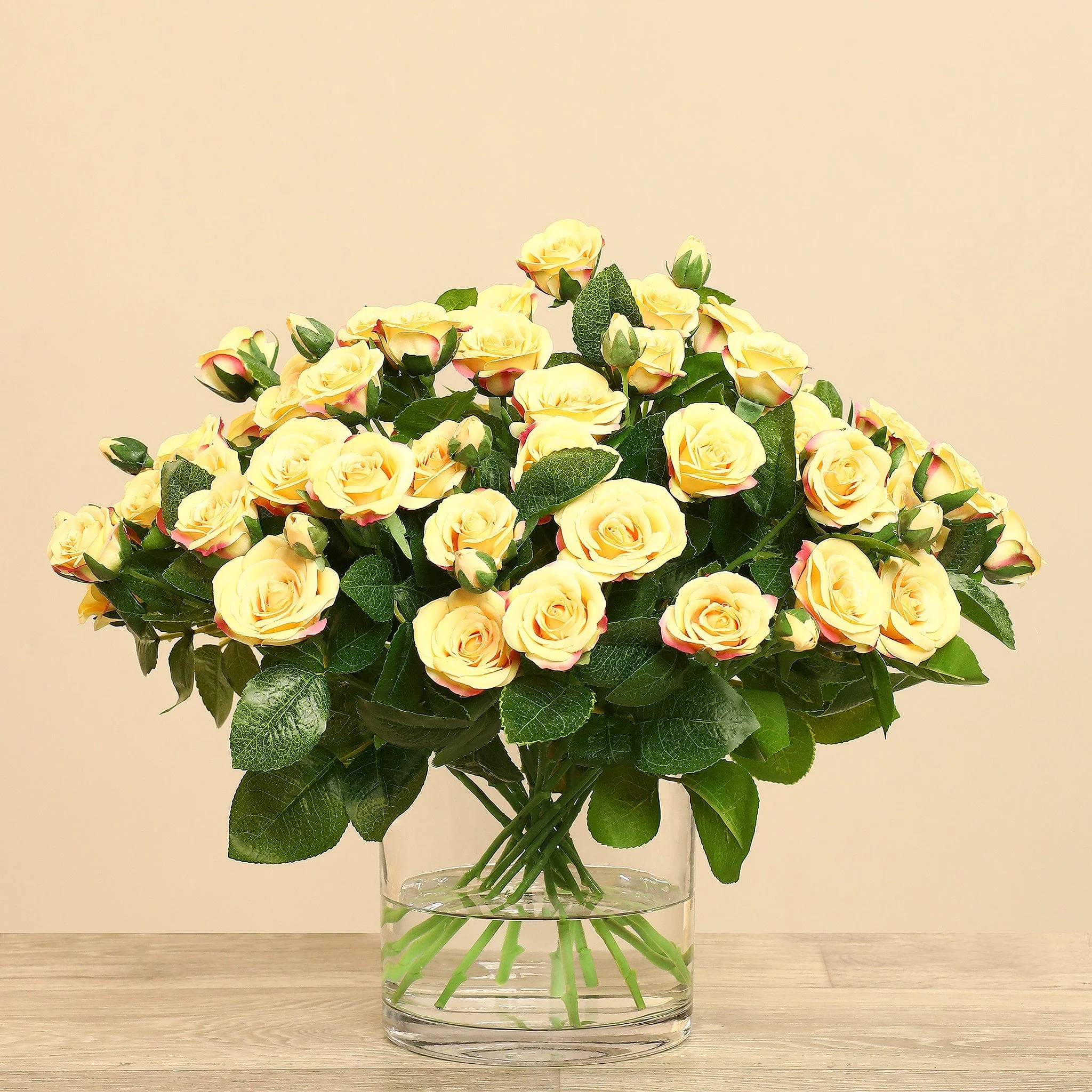 Artificial Rose Arrangement in Glass Vase - Image 19