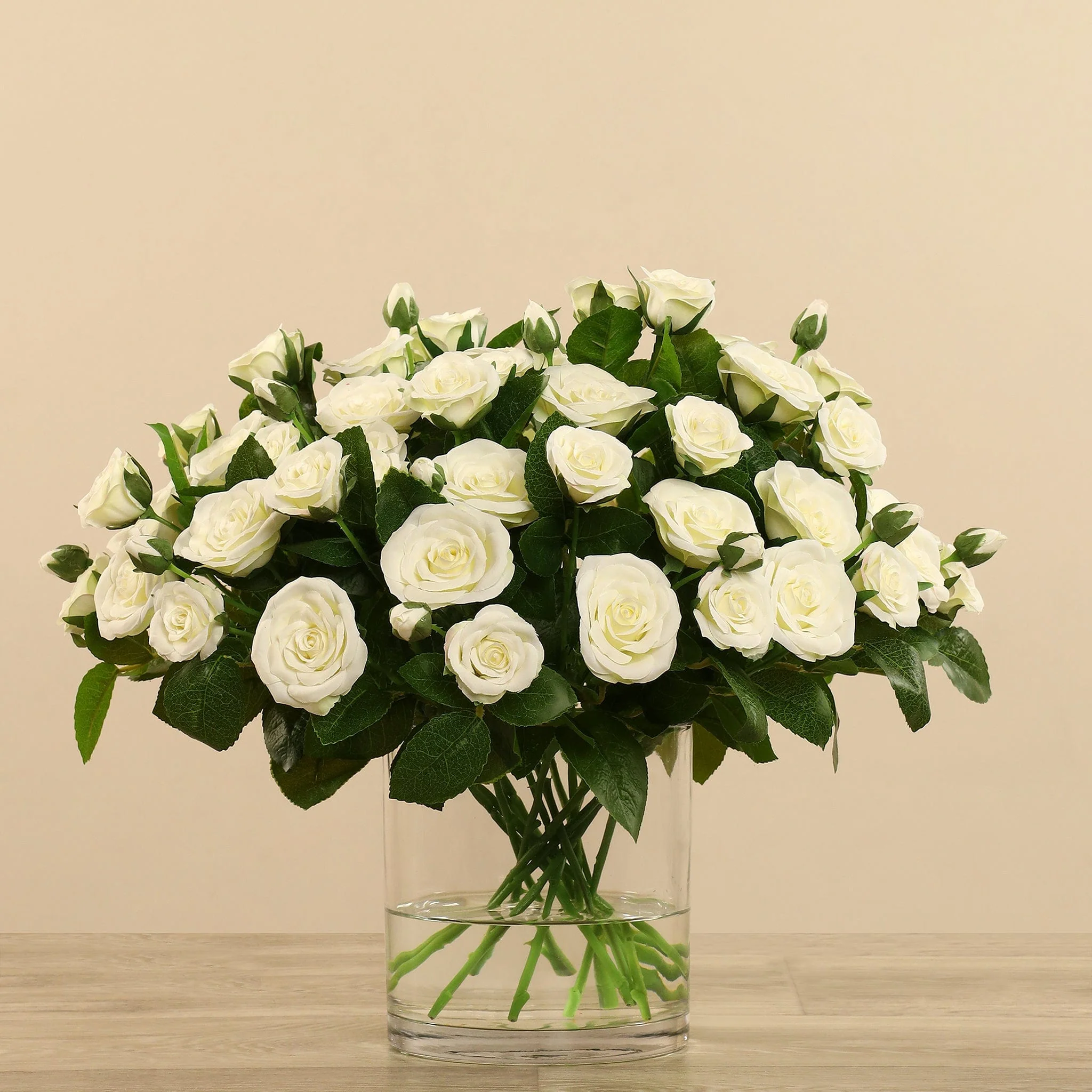 Artificial Rose Arrangement in Glass Vase - Image 3