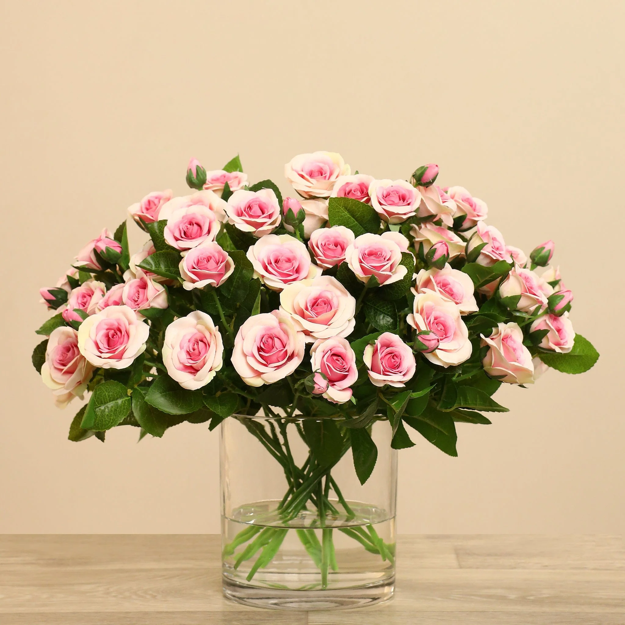 Artificial Rose Arrangement in Glass Vase - Image 7