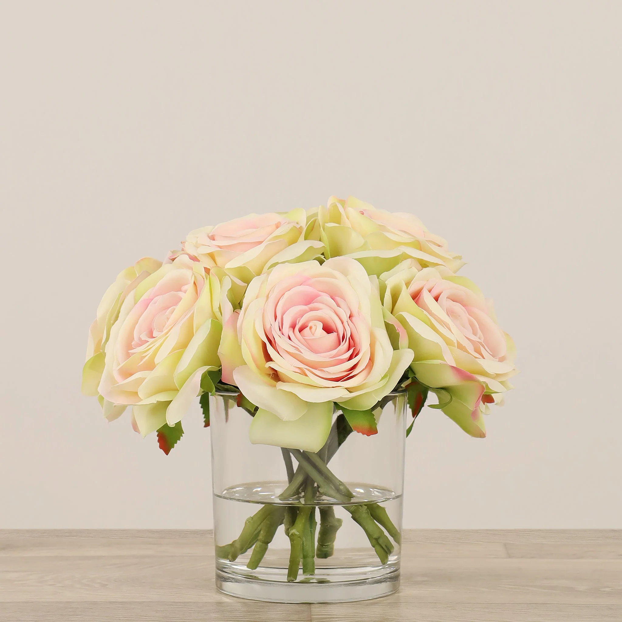 Artificial Rose Arrangement in Glass Vase - Image 10