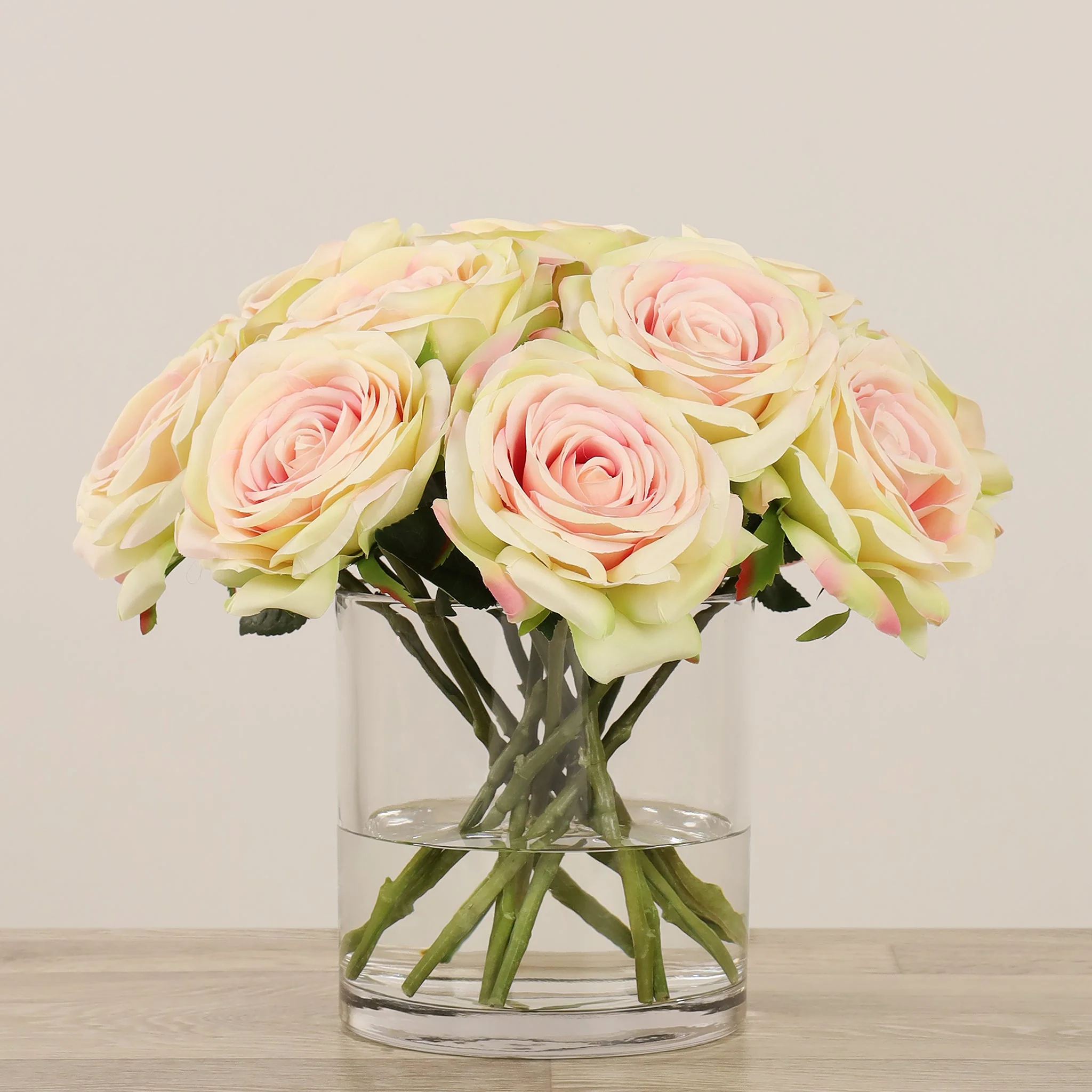 Artificial Rose Arrangement in Glass Vase - Image 11