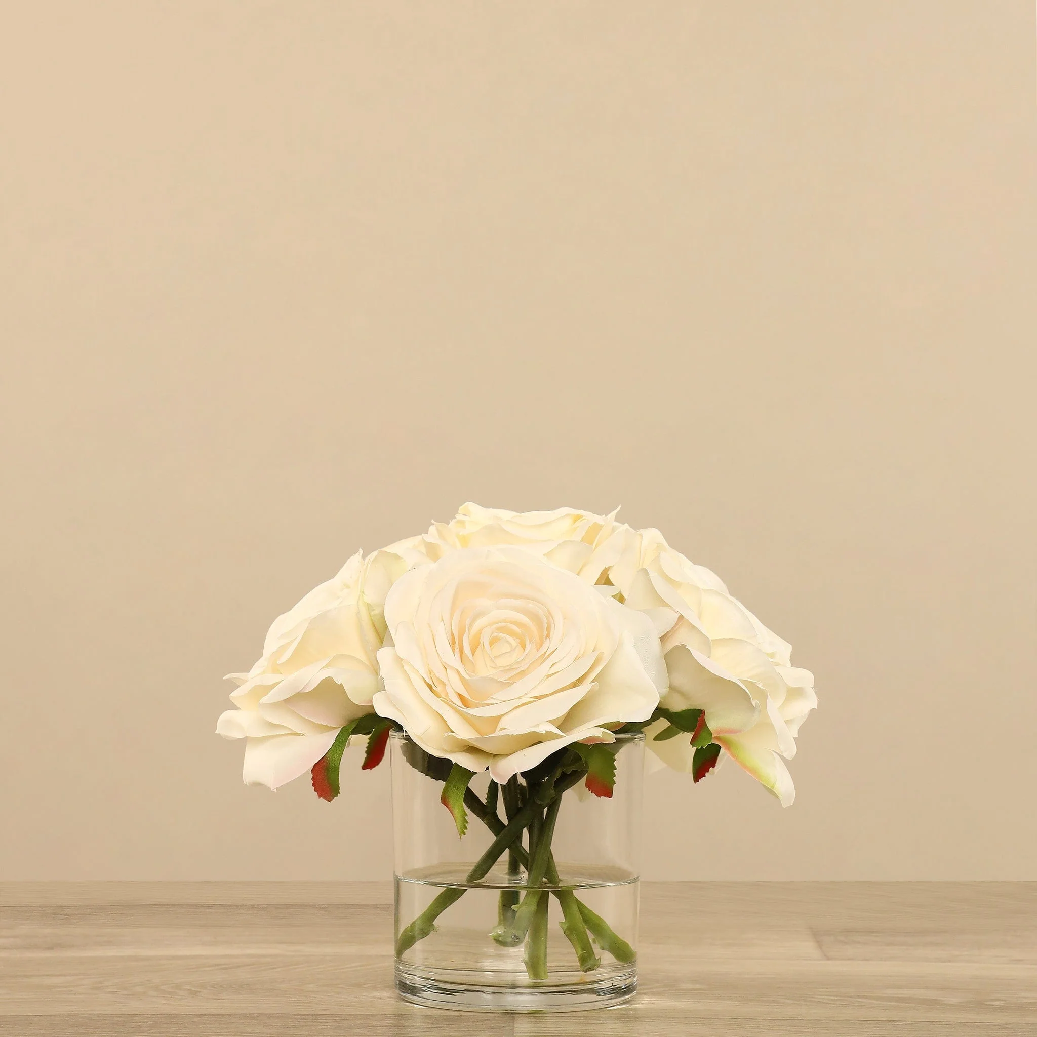 Artificial Rose Arrangement in Glass Vase - Image 2
