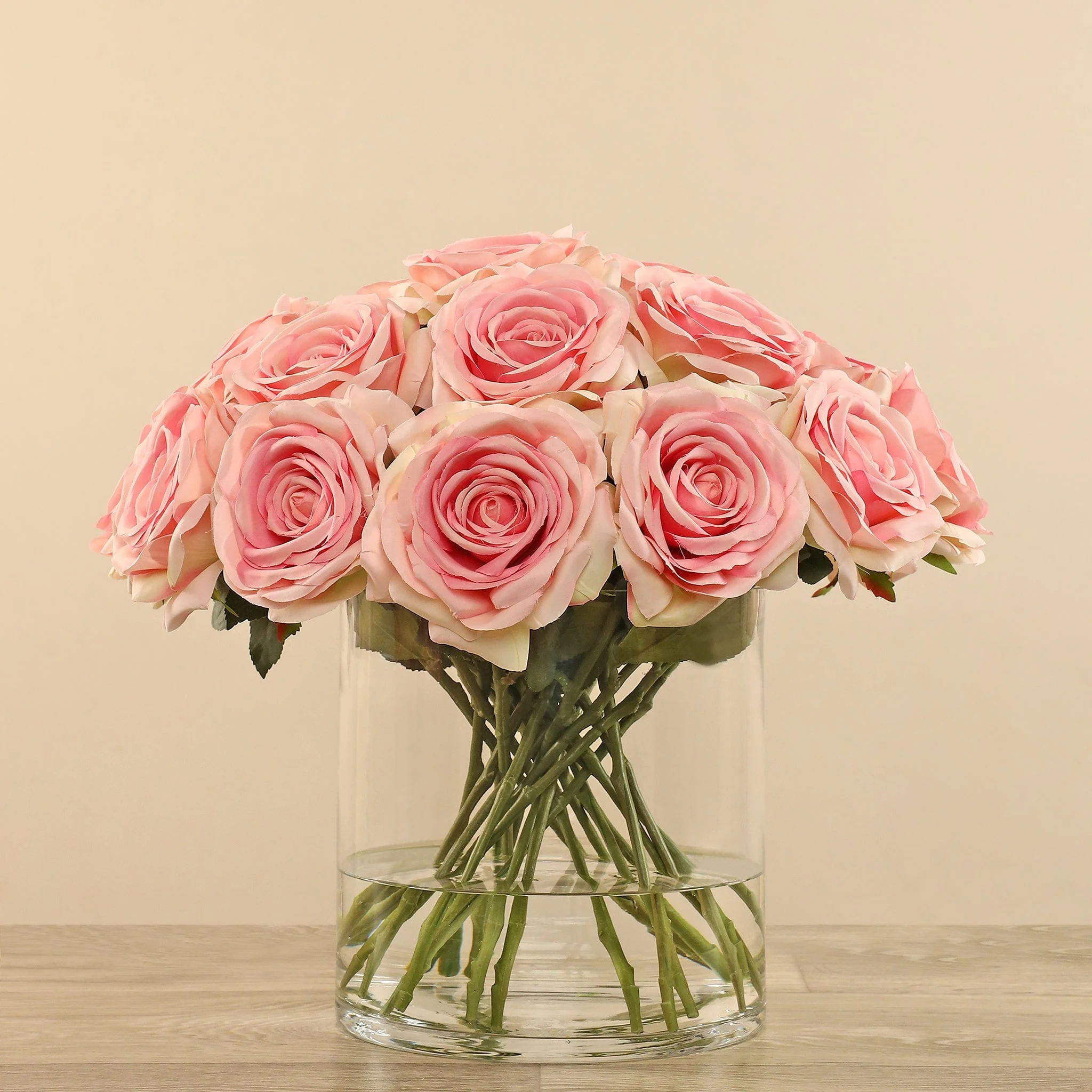 Artificial Rose Arrangement in Glass Vase - Image 2