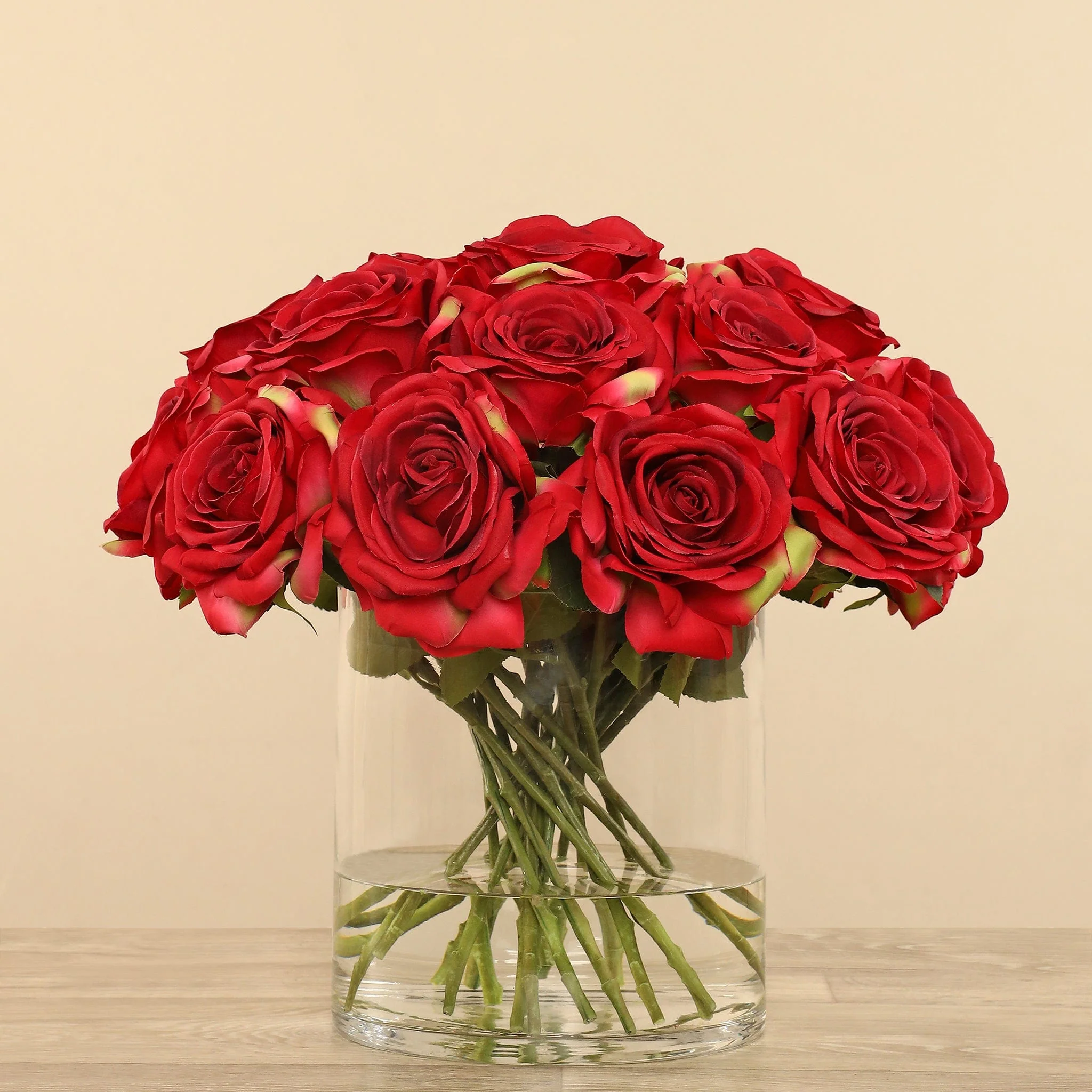Artificial Rose Arrangement in Glass Vase - Image 6