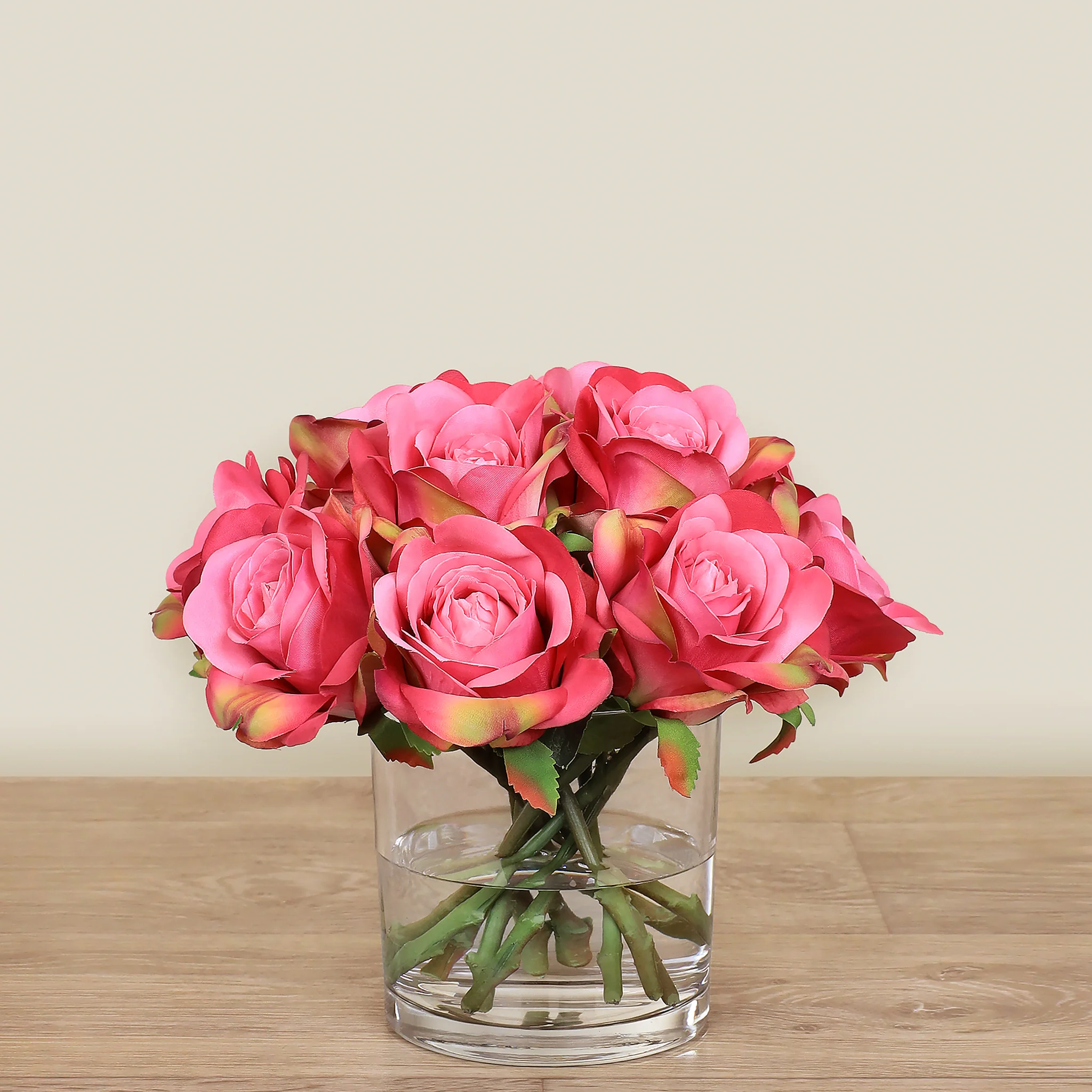 Artificial Rose Arrangement in Glass Vase - Image 14