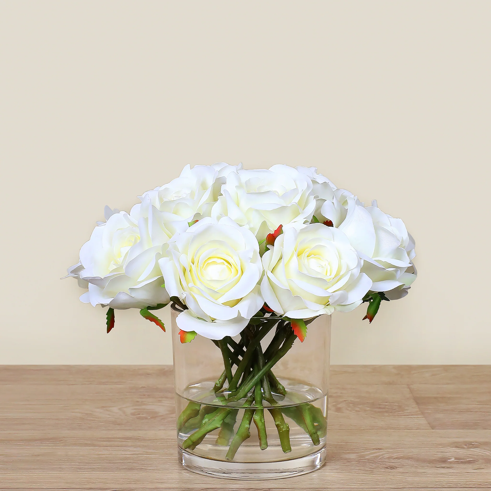 Artificial Rose Arrangement in Glass Vase - Image 3