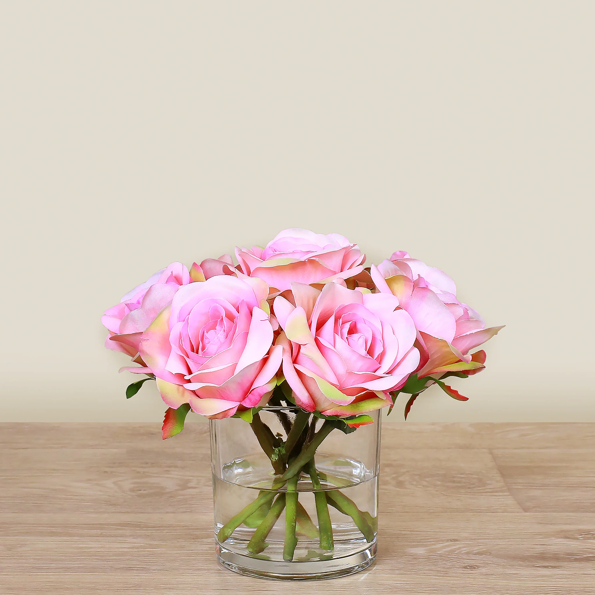 Artificial Rose Arrangement in Glass Vase - Image 5