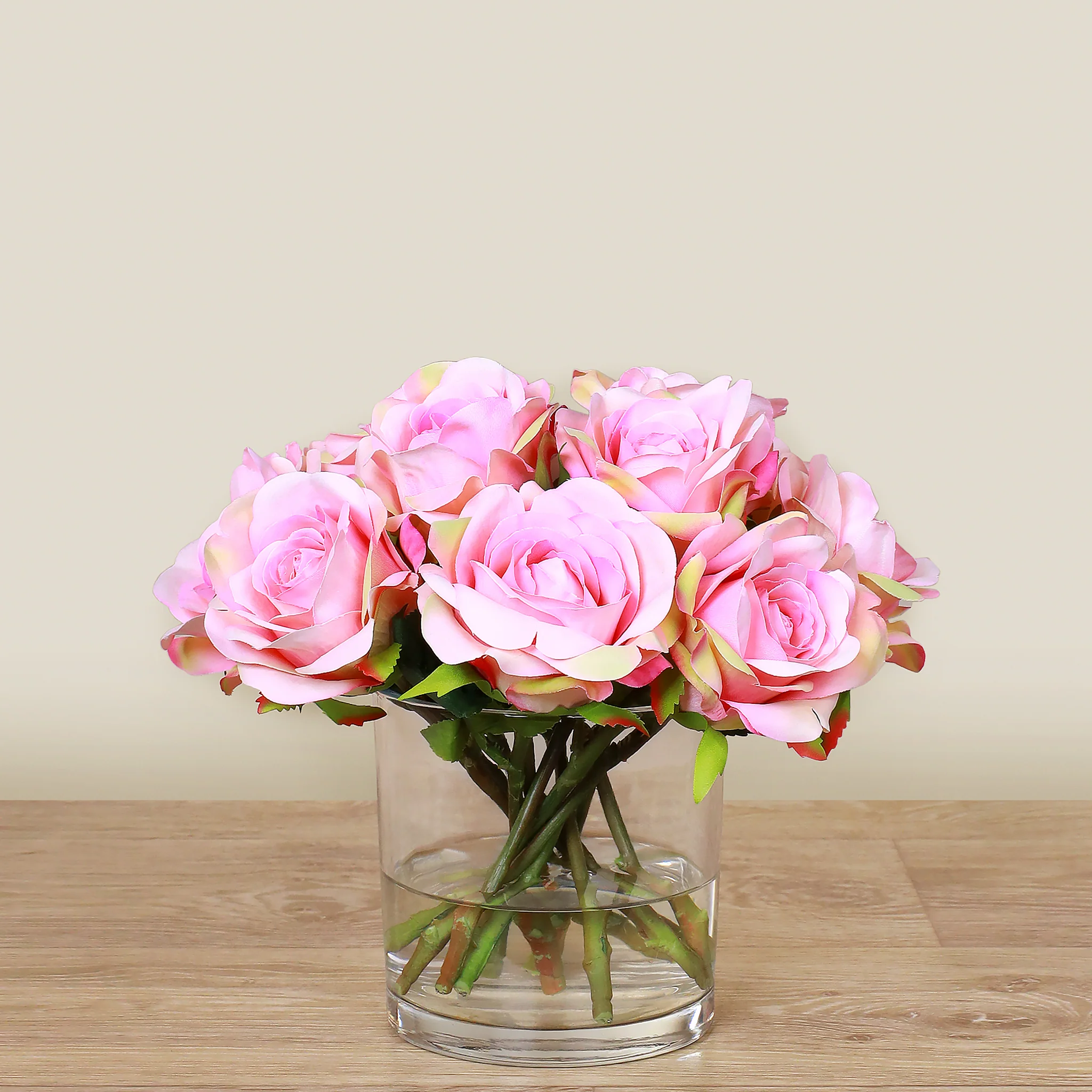 Artificial Rose Arrangement in Glass Vase - Image 6