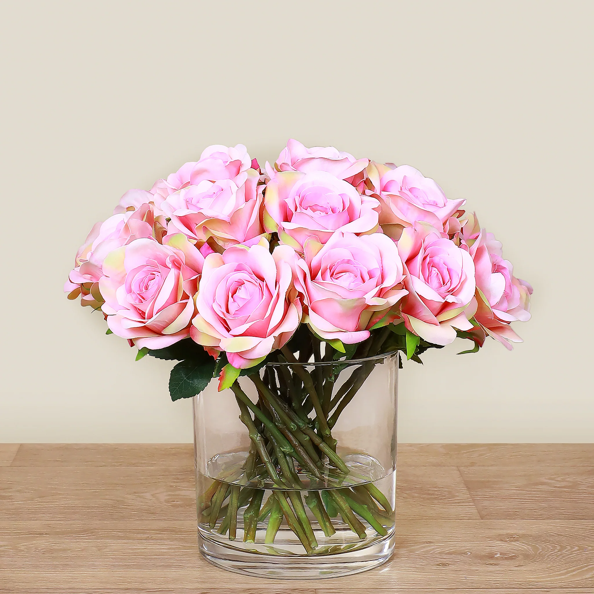 Artificial Rose Arrangement in Glass Vase - Image 7