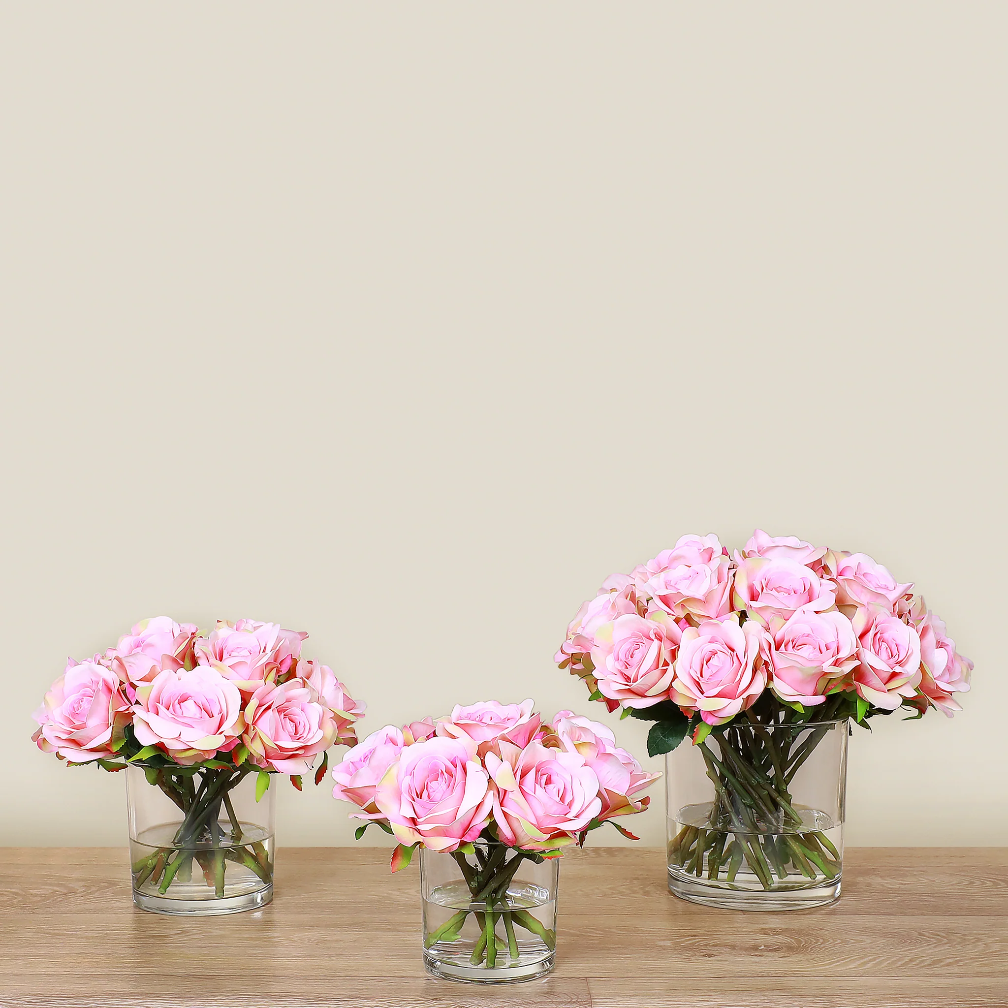Artificial Rose Arrangement in Glass Vase - Image 8