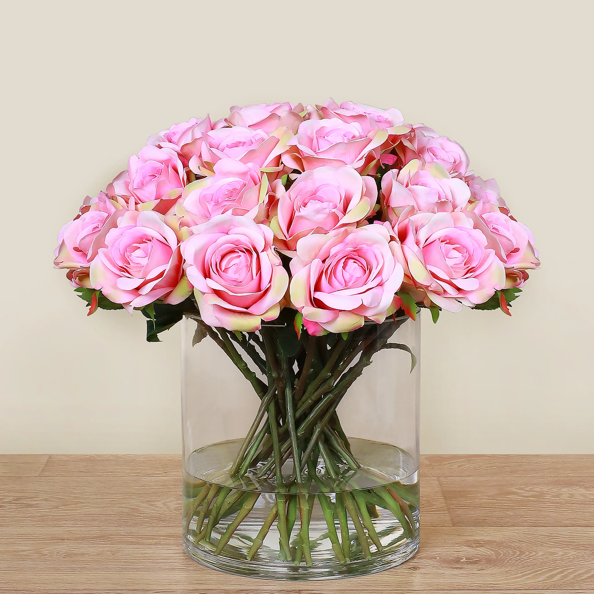 Artificial Rose Arrangement in Glass Vase - Image 4