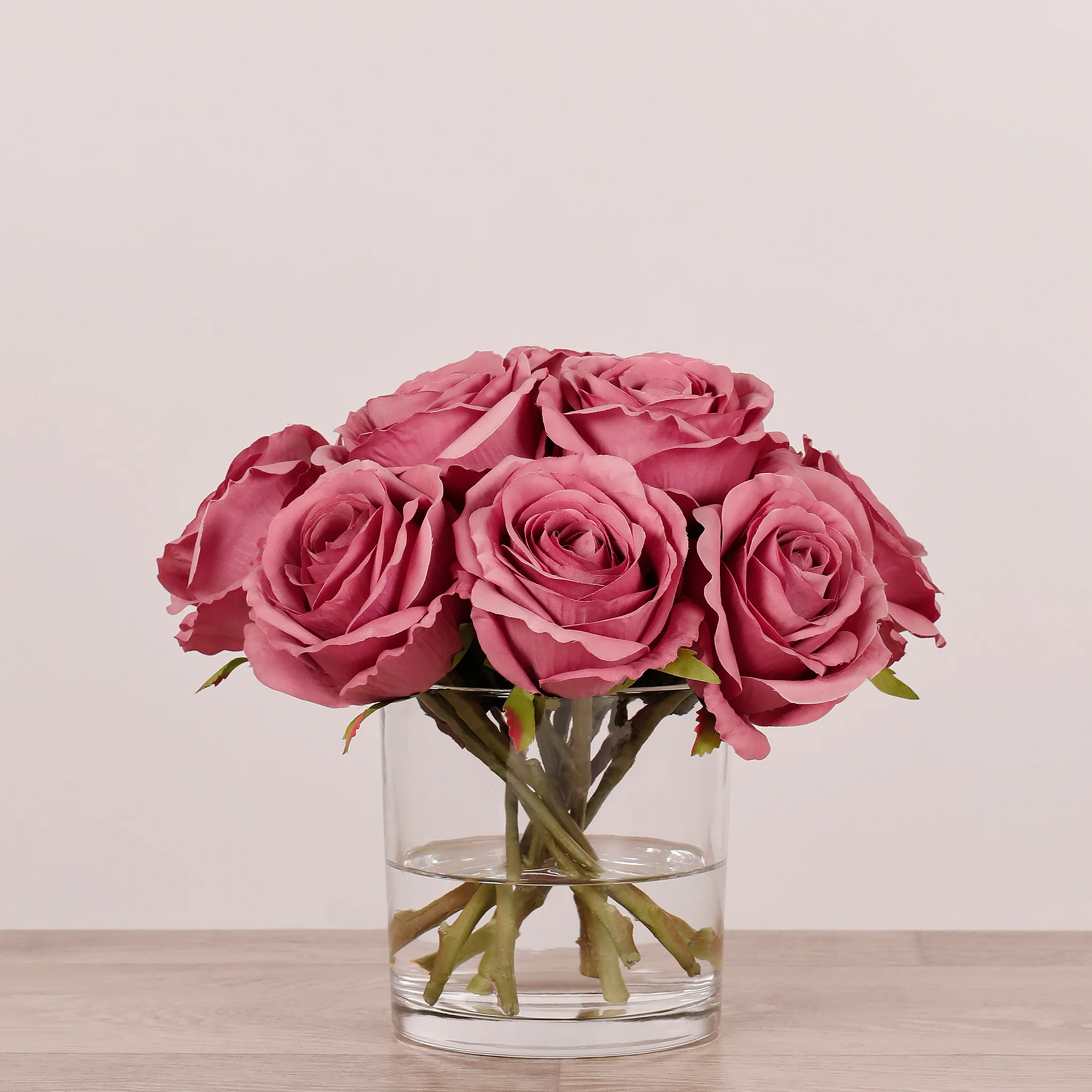 Artificial Rose Arrangement in Glass Vase - Image 10