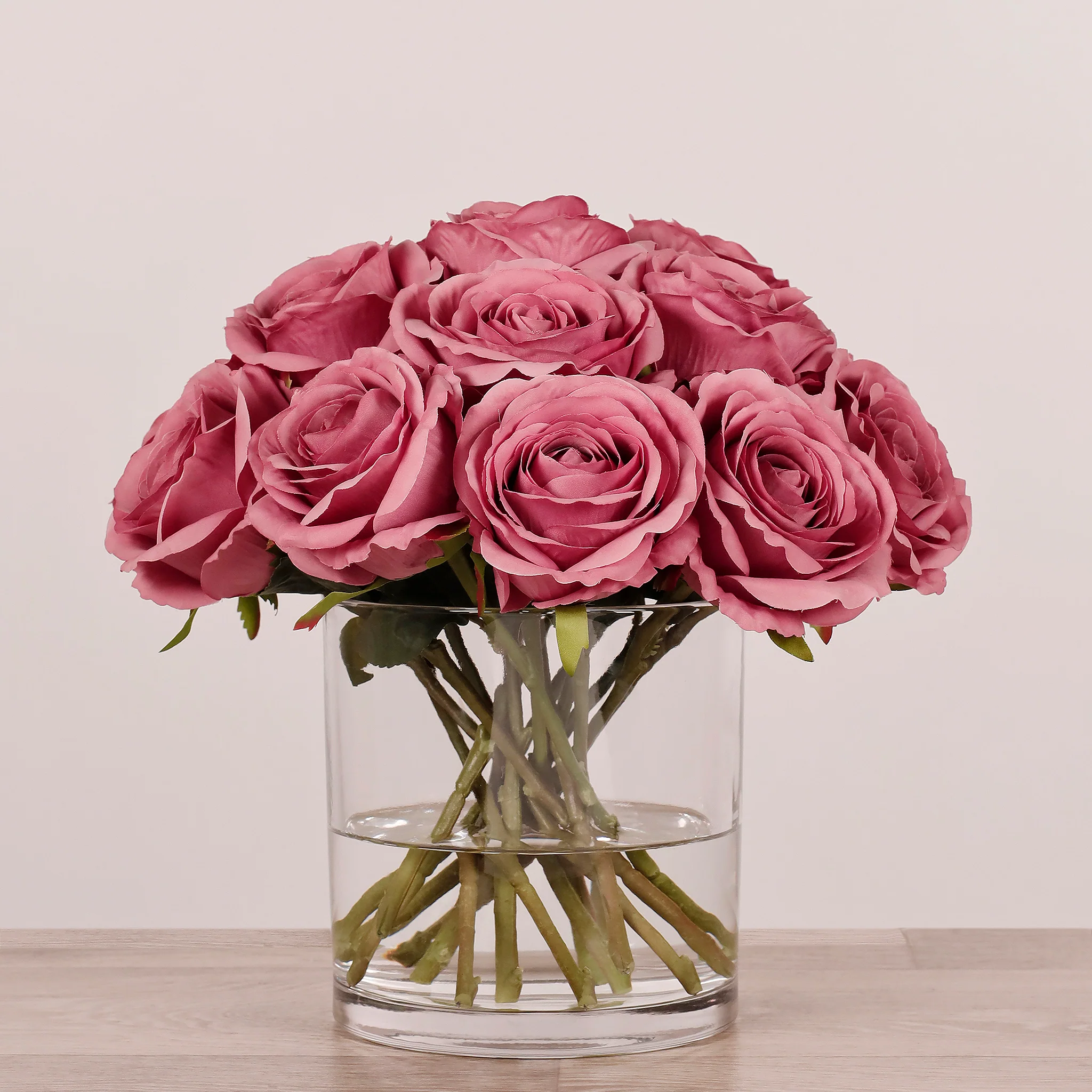Artificial Rose Arrangement in Glass Vase - Image 11