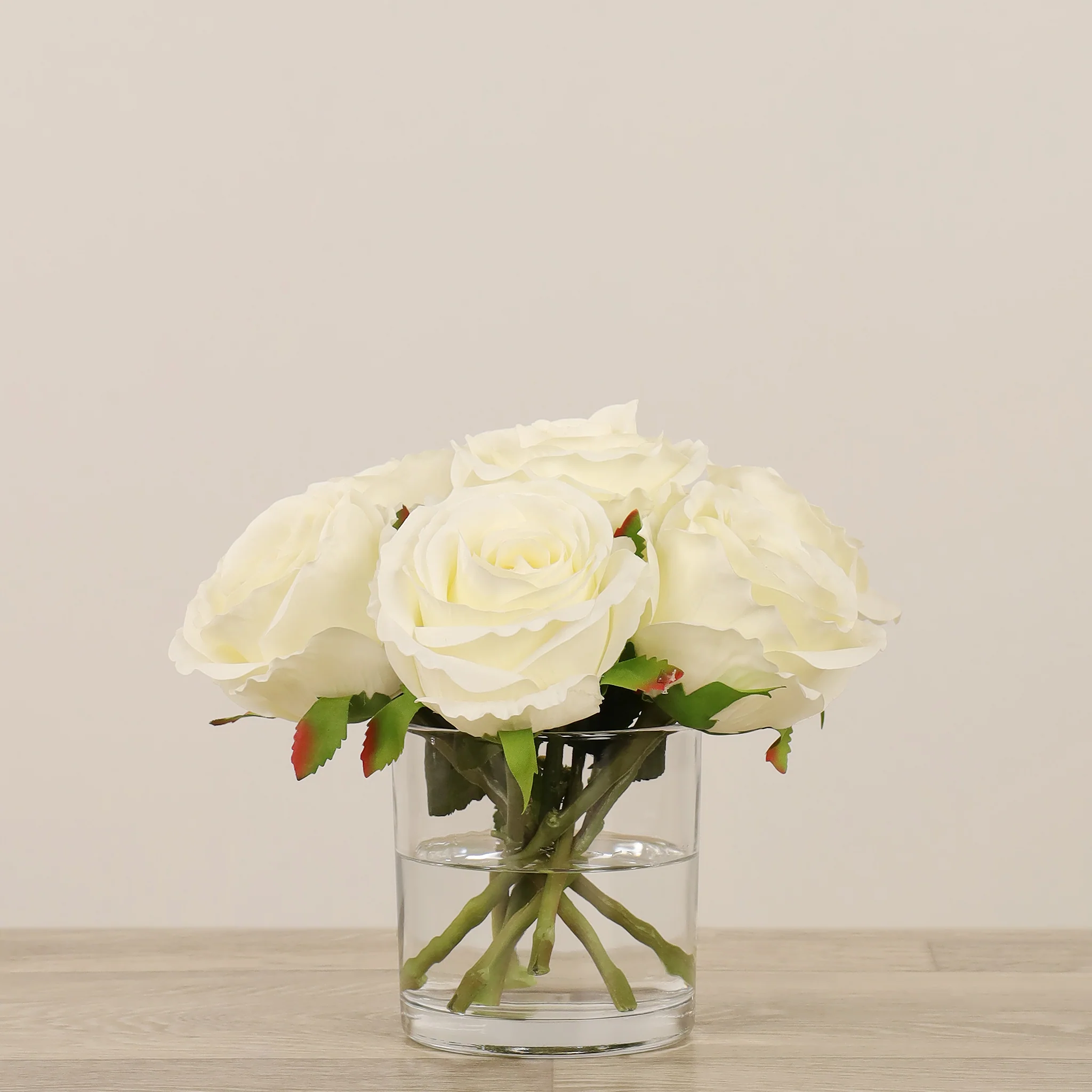 Artificial Rose Arrangement in Glass Vase - Image 2