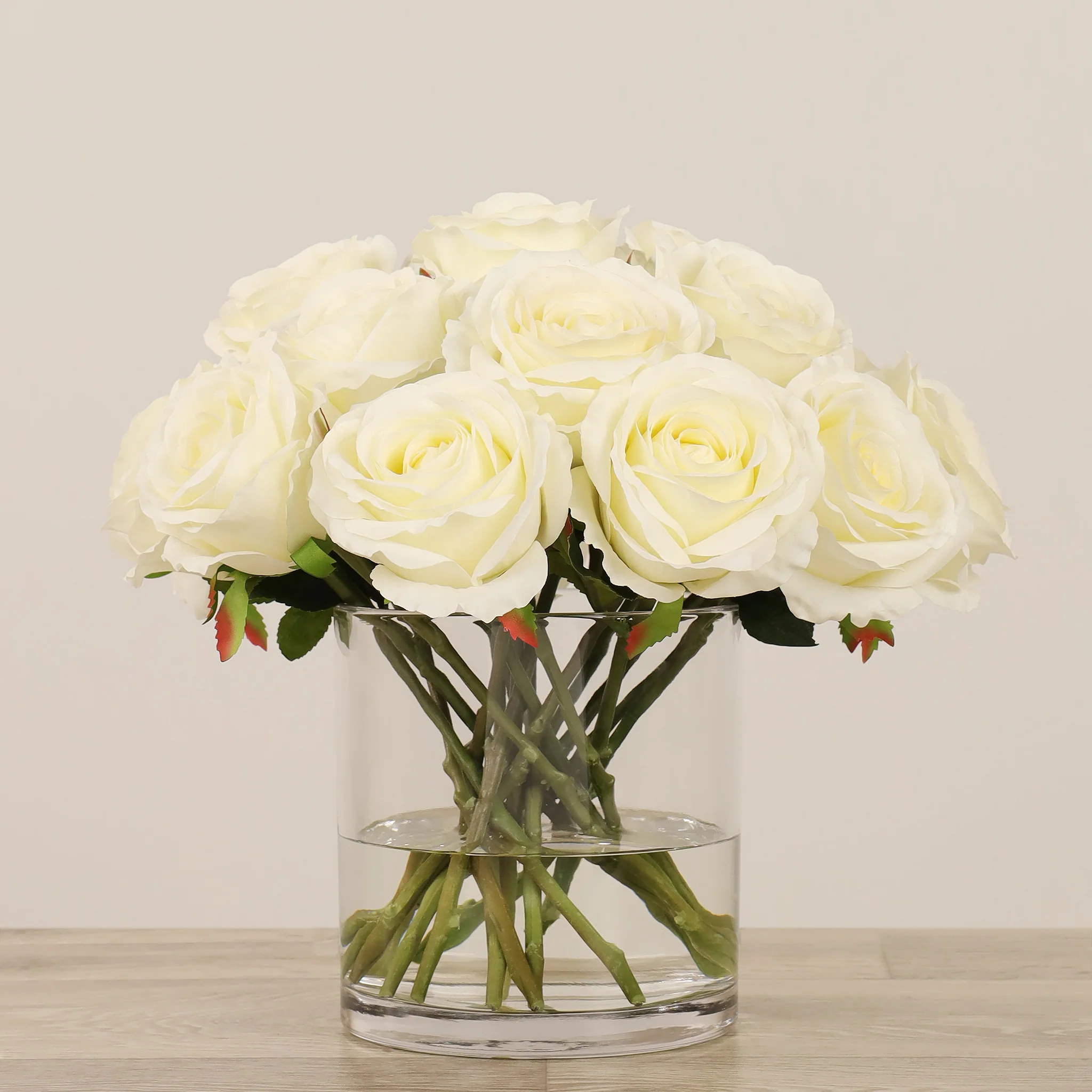 Artificial Rose Arrangement in Glass Vase - Image 4
