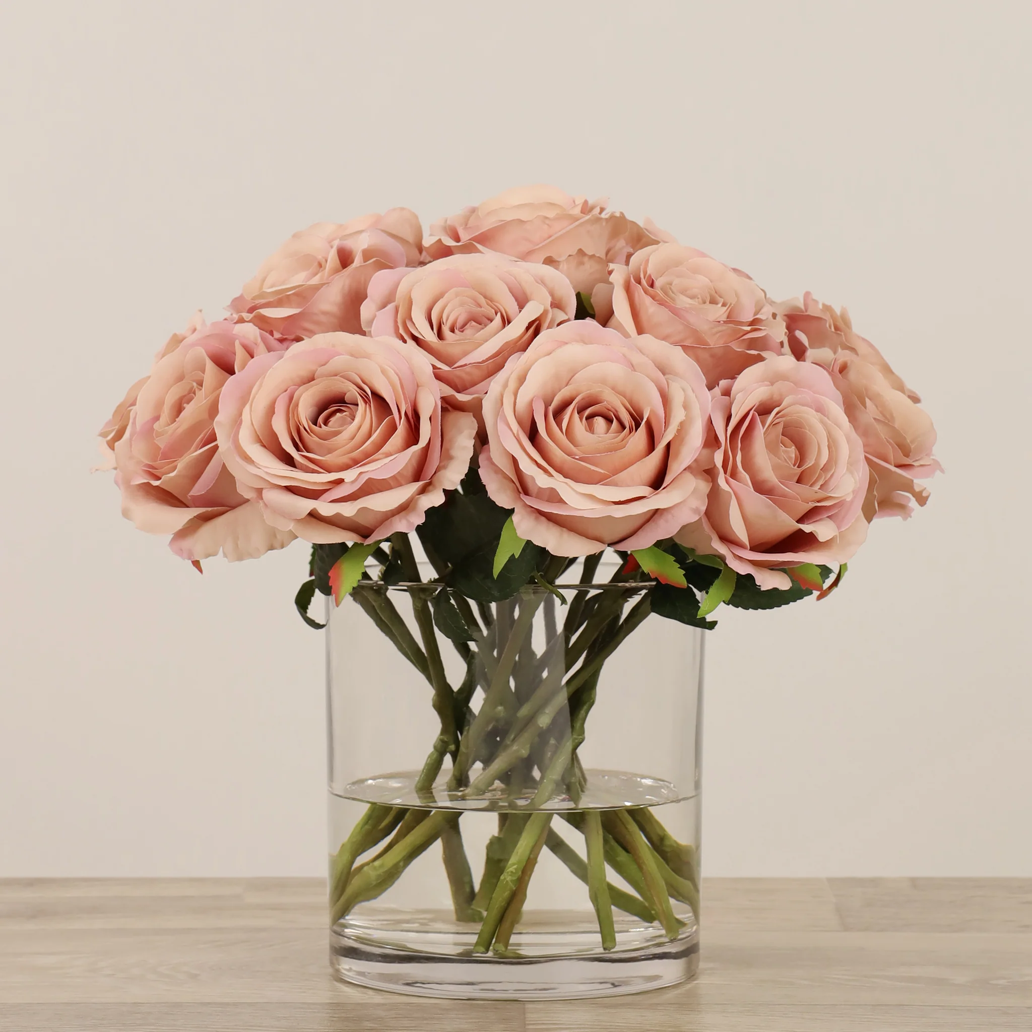 Artificial Rose Arrangement in Glass Vase - Image 7