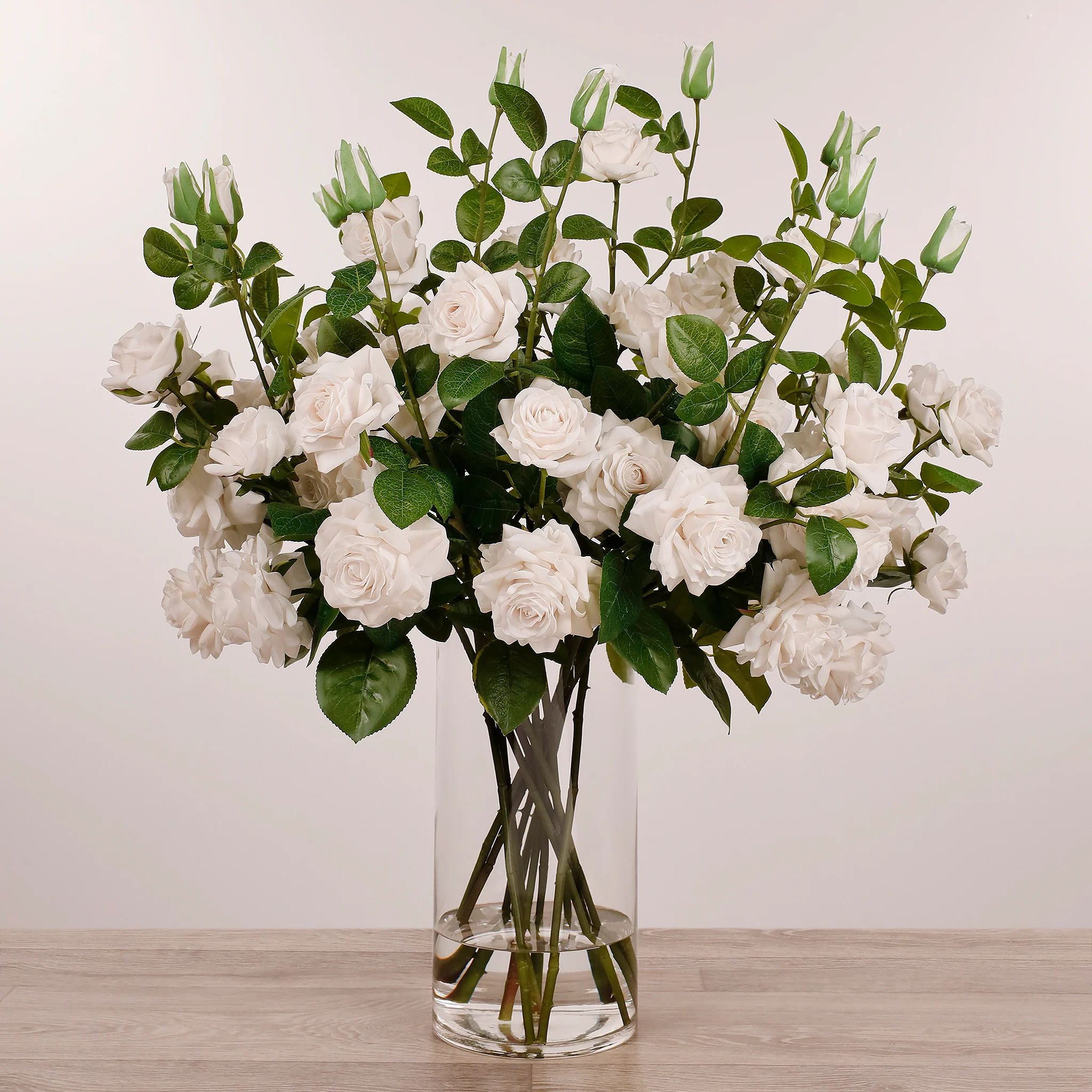 Artificial Rose Arrangement in Glass Vase