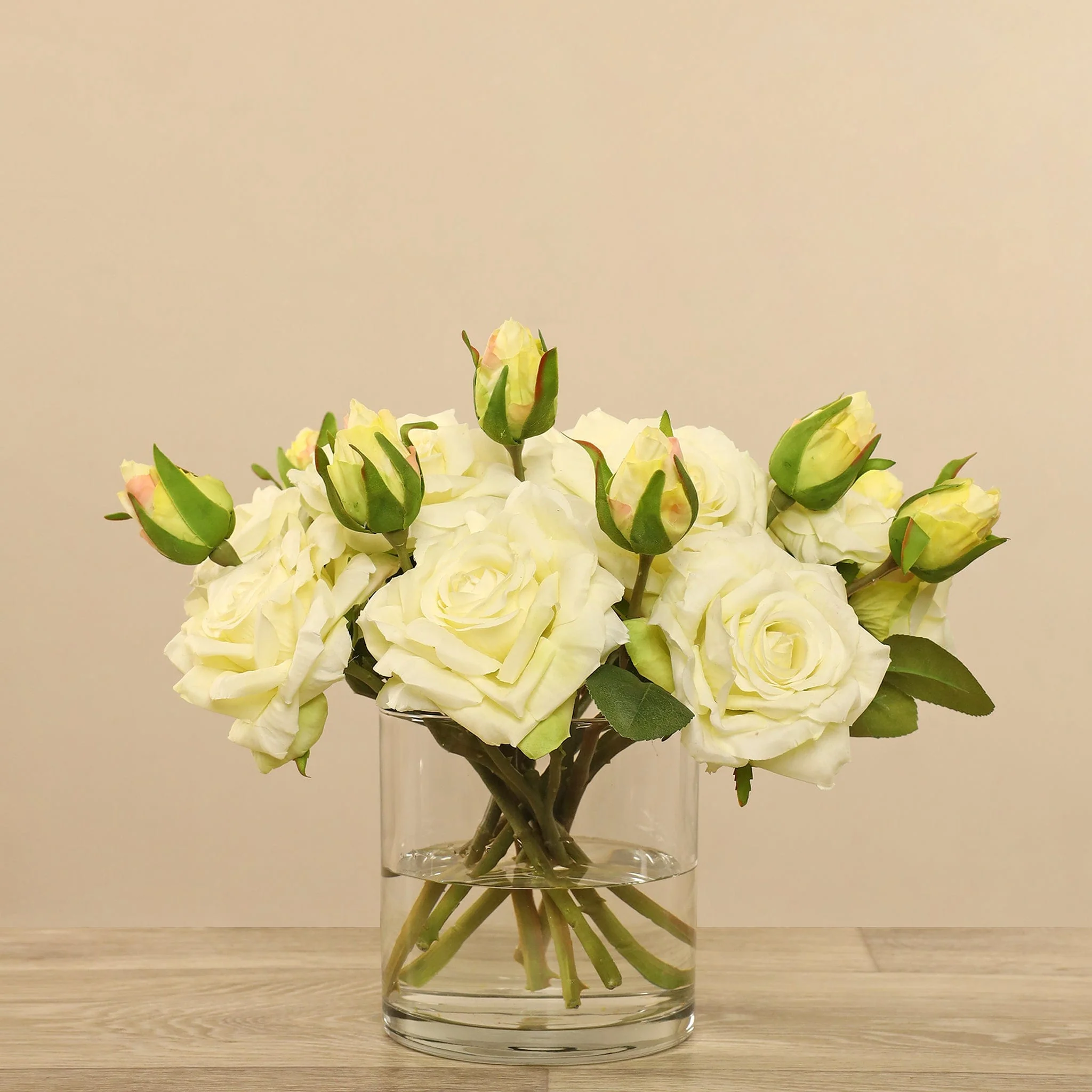 Artificial Rose Arrangement in Glass Vase - Image 3
