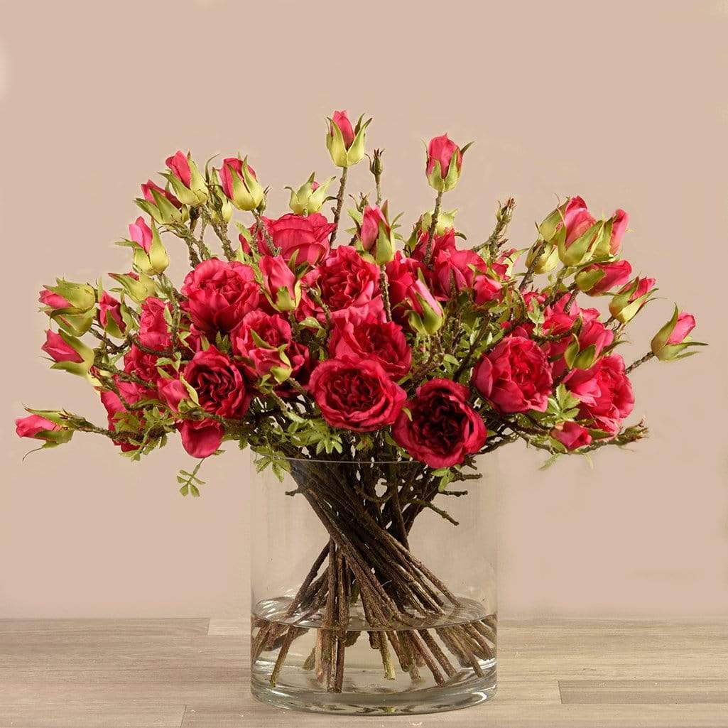 Artificial Rose Arrangement in Glass Vase - Image 3