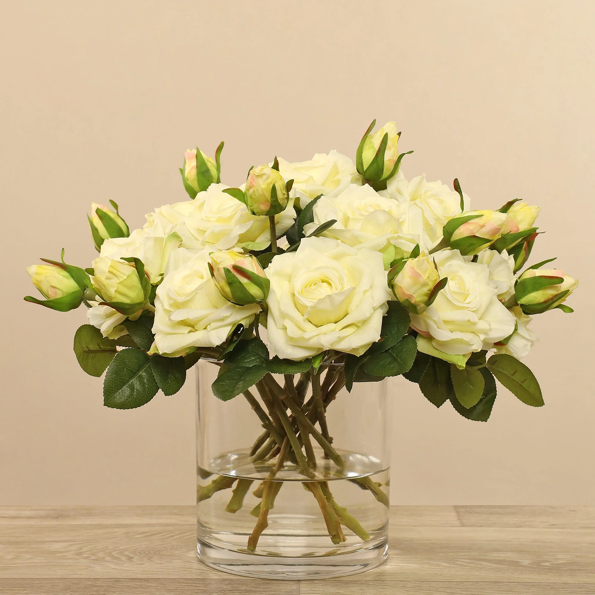 Artificial Rose Arrangement in Glass Vase - Image 4