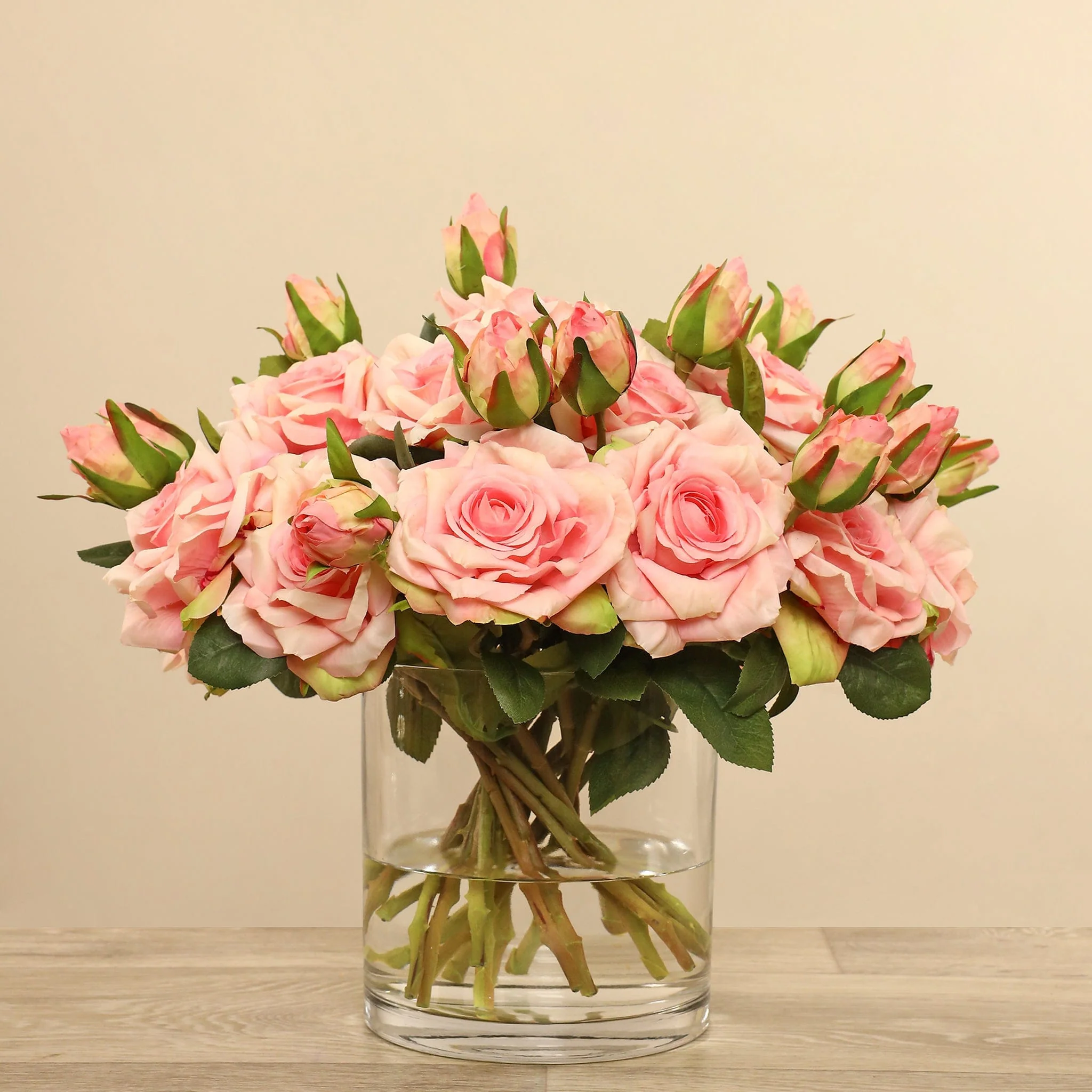 Artificial Rose Arrangement in Glass Vase - Image 7