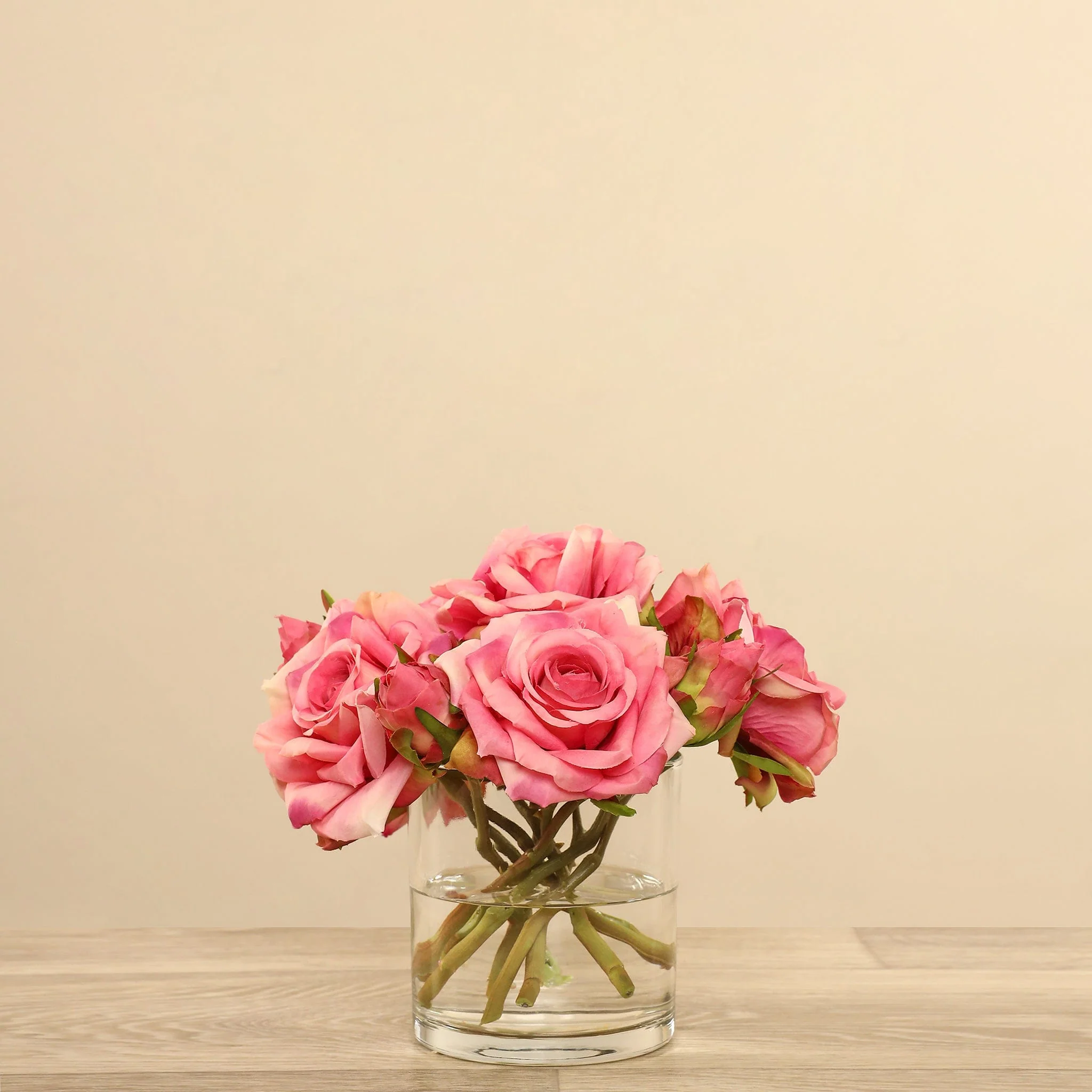 Artificial Rose Arrangement in Glass Vase - Image 9