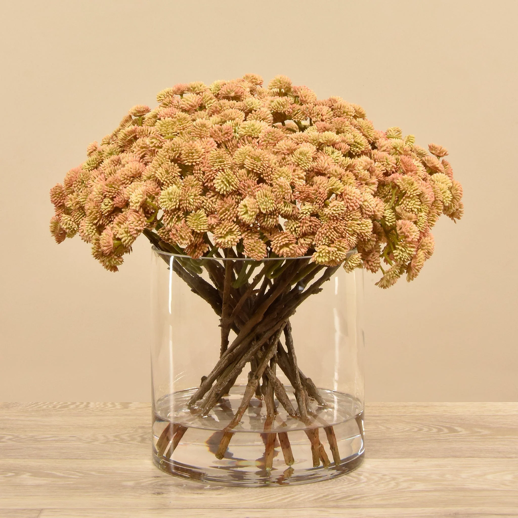 Artificial Sedum Arrangement in Glass Vase - Image 8