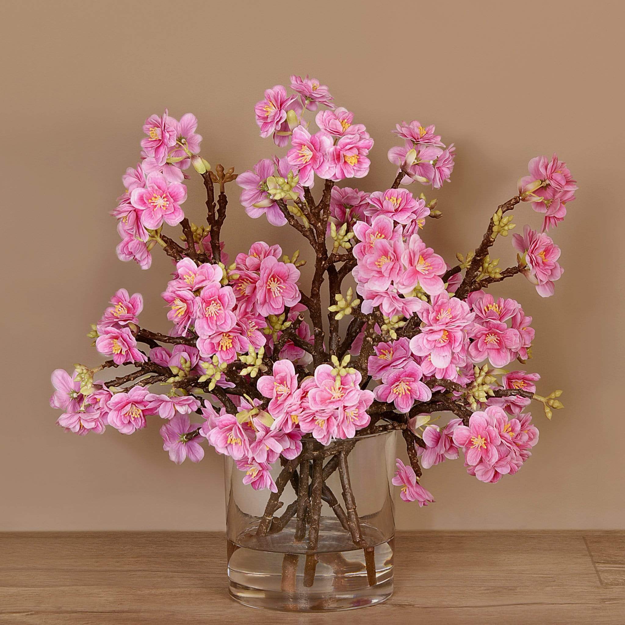 Artificial Blossom Arrangement in Glass Vase - Image 3