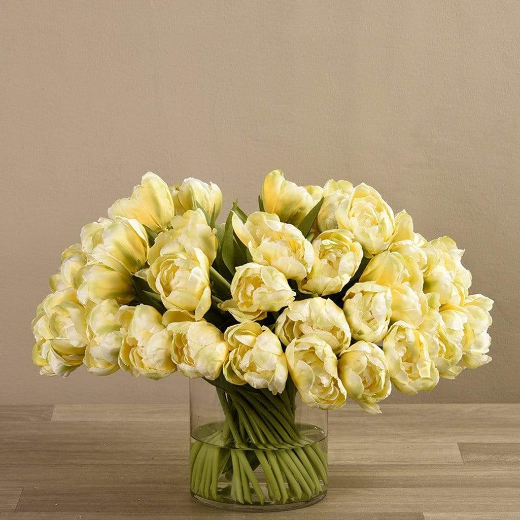 Artificial Tulips in Glass Vase