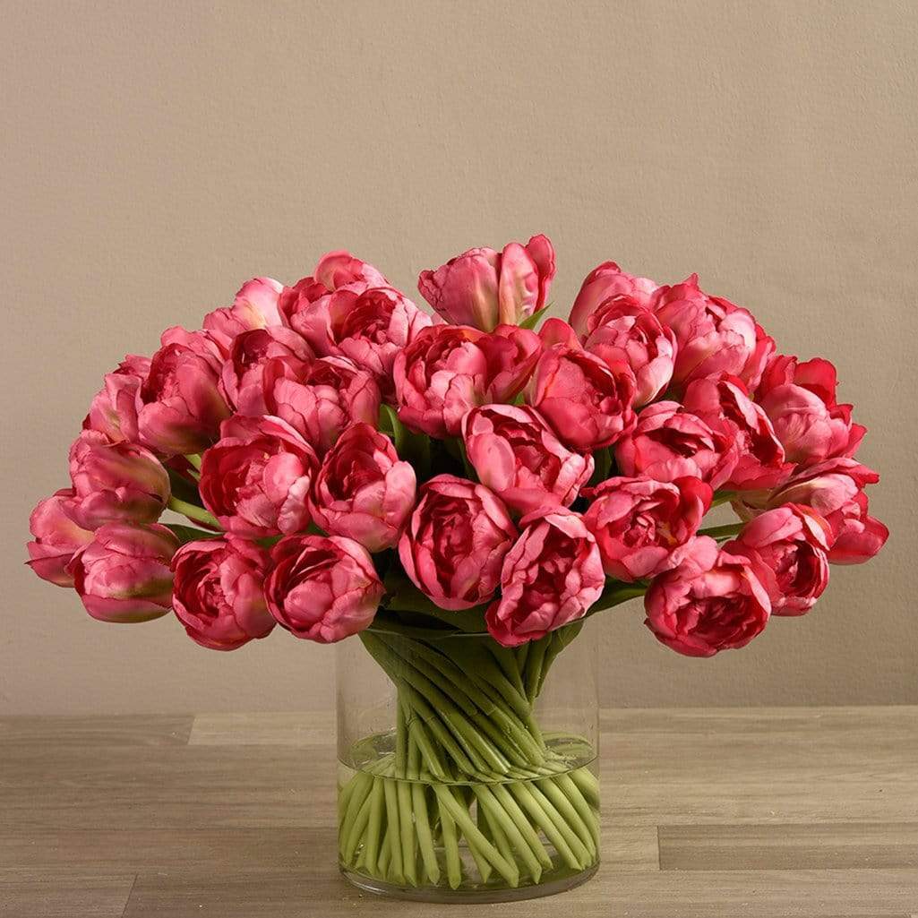 Artificial Tulips in Glass Vase - Image 2