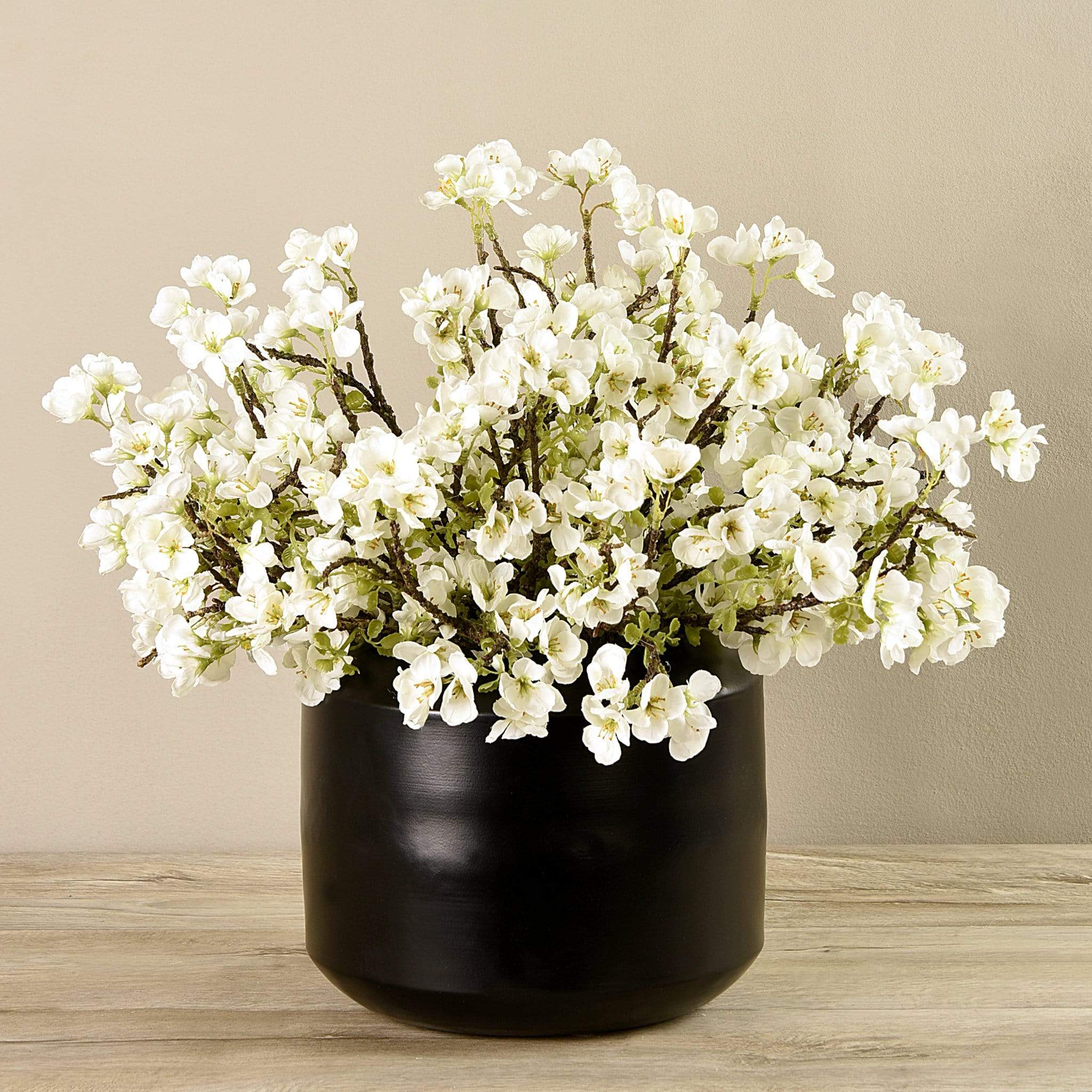Artificial Blossom Spray in Black Vase